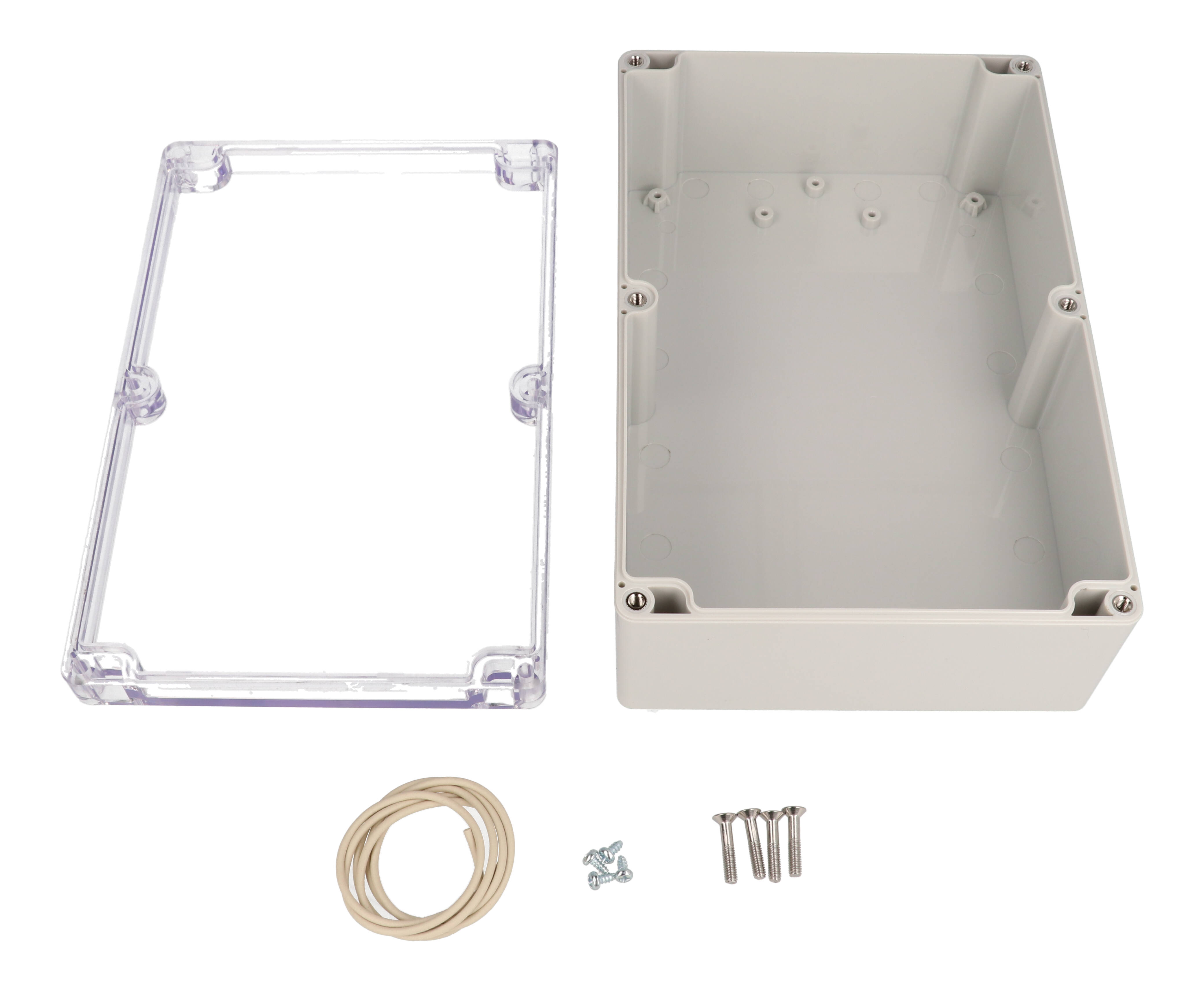 RZ0232C large polycarbonate water-tight enclosure with clear lid, 222 x 146 x 75 mm