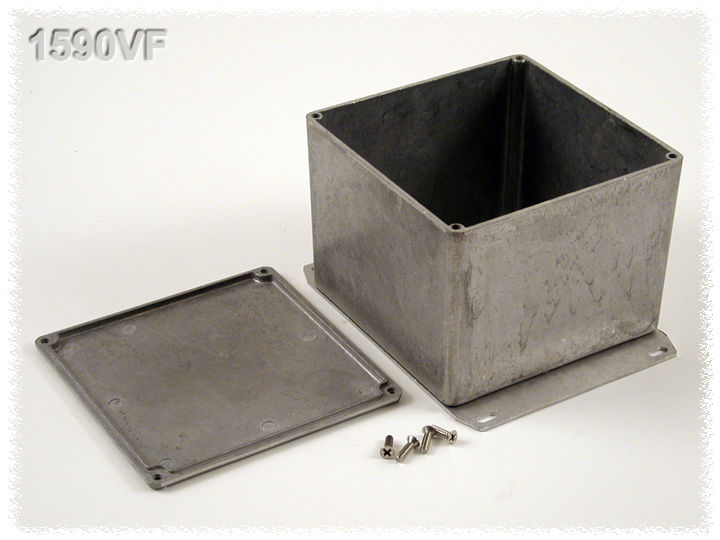 1590VF natural aluminum deep diecast aluminum enclosure with flanged bottom plate