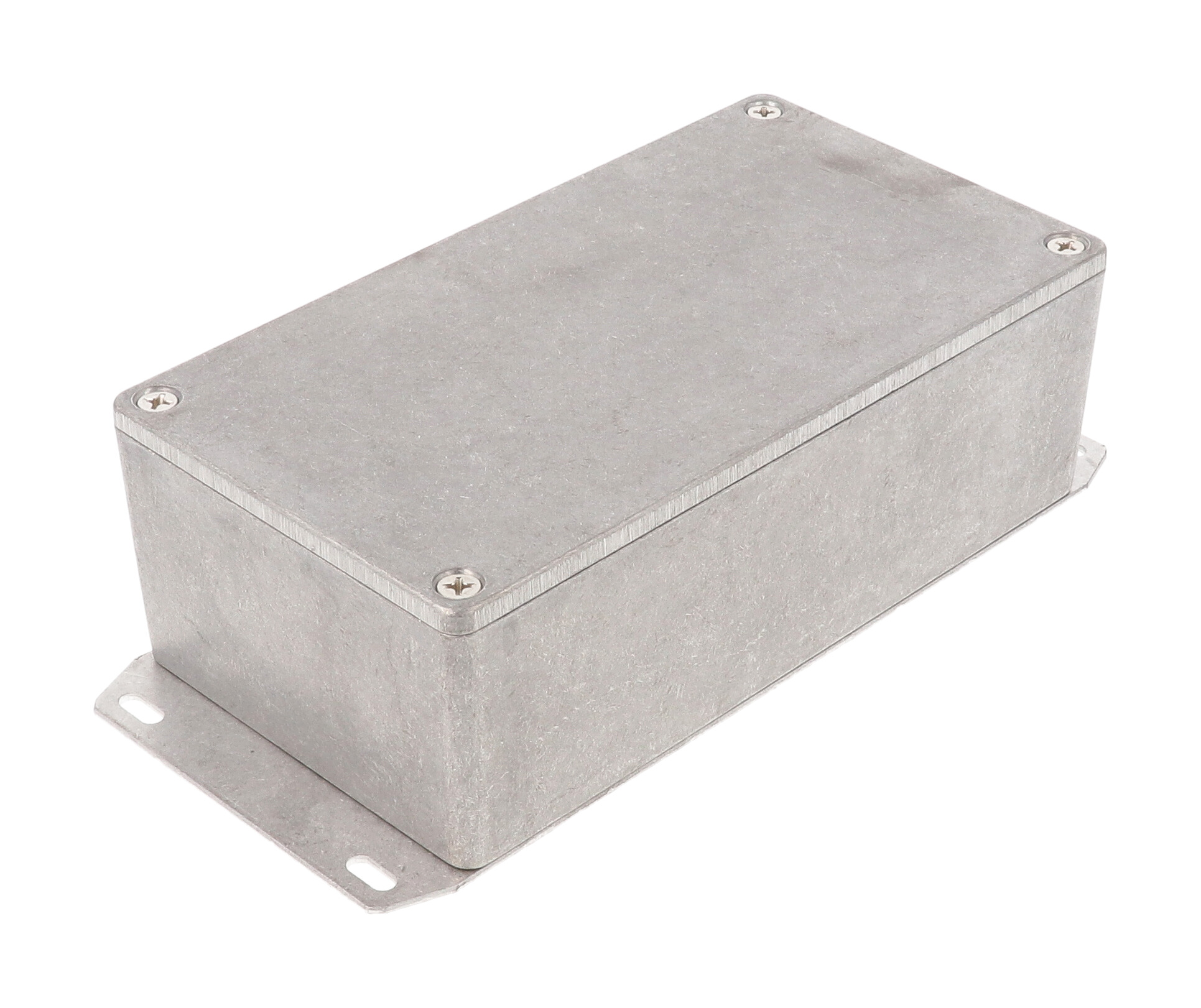 1590P1F natural diecast aluminum 153 x 83 x 50 mm enclosure with welded bottom mounting flange