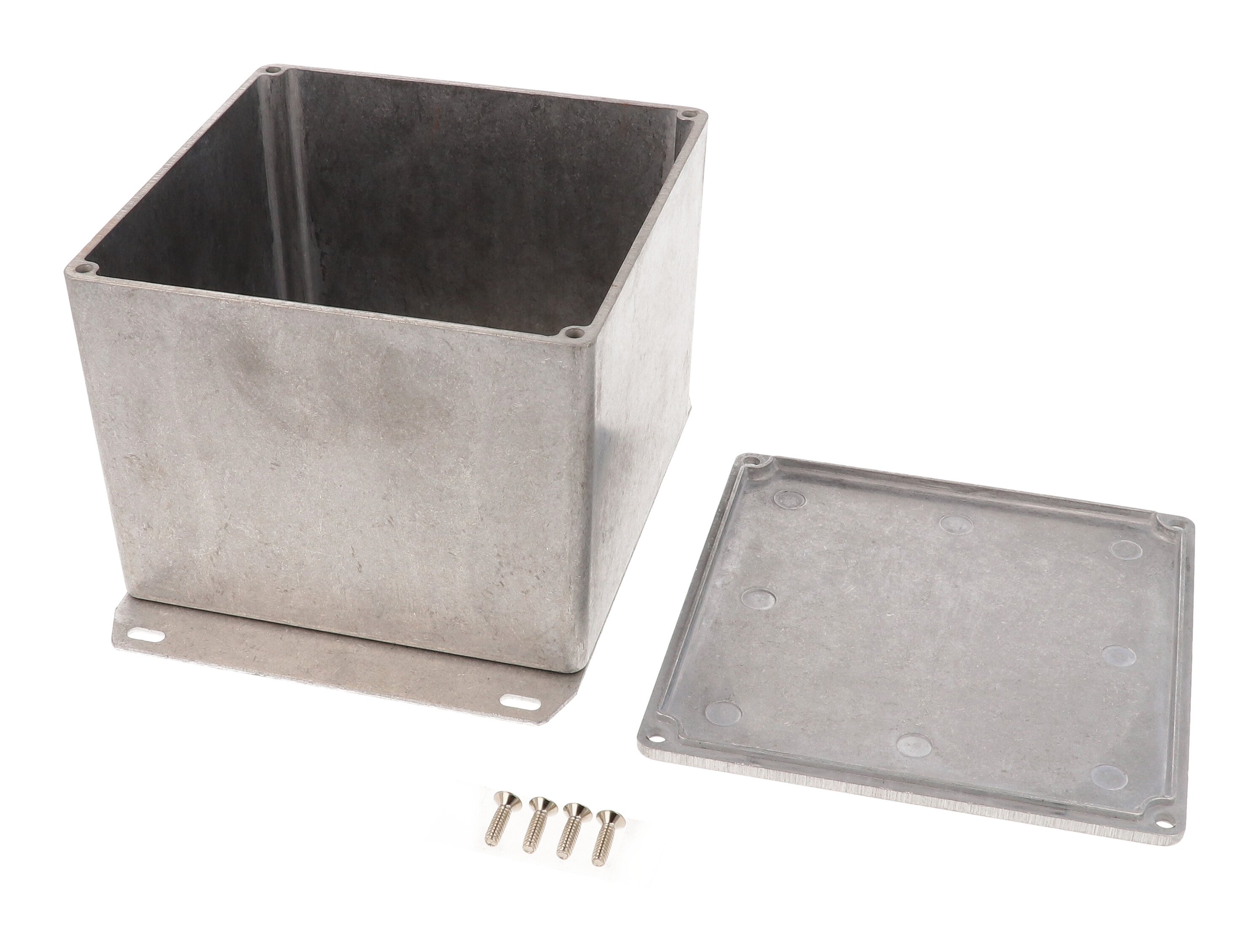 1590VF natural aluminum deep diecast aluminum enclosure with flanged bottom plate