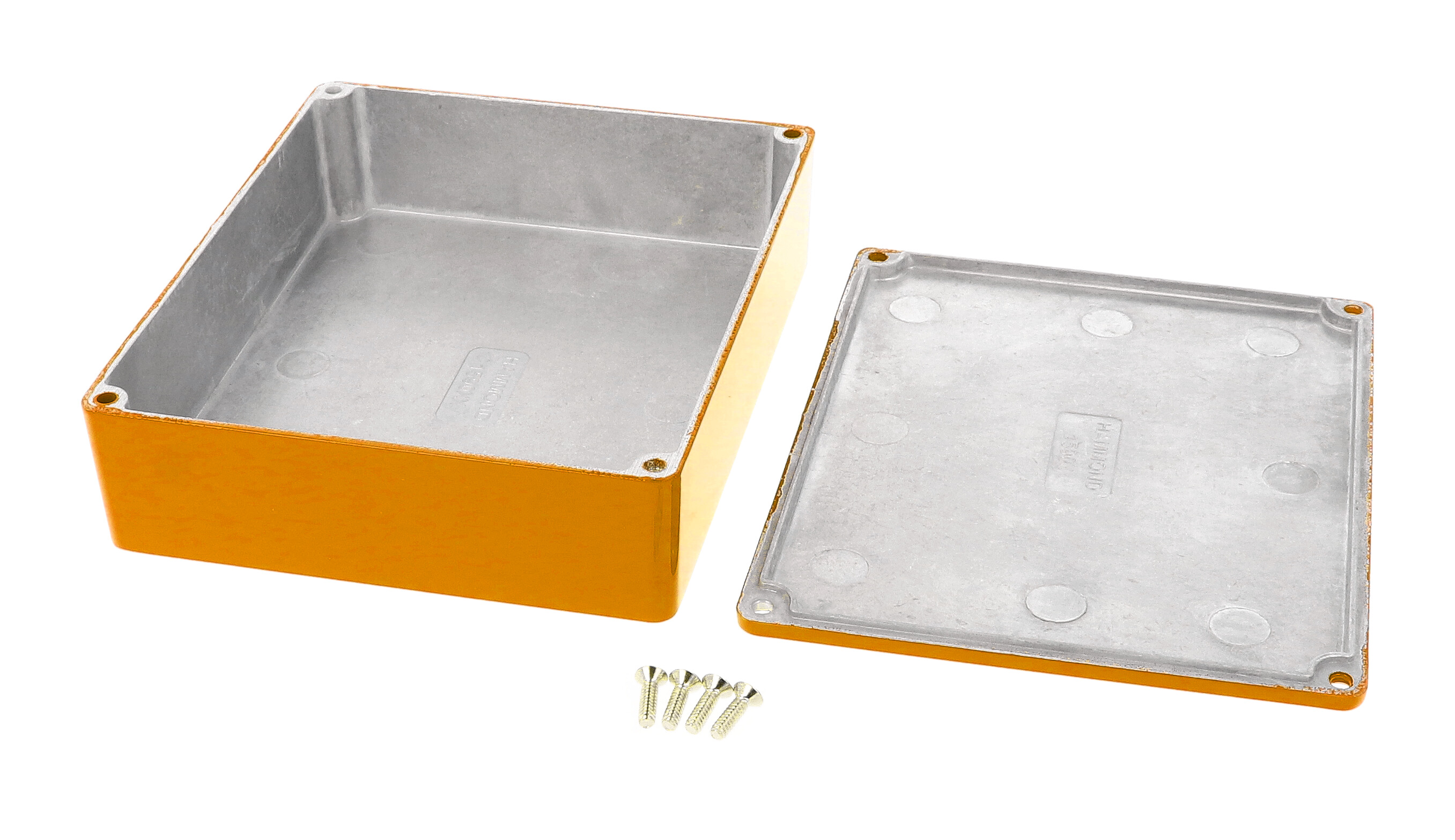 1590XXOR orange powder coated 145 x 121 mm diecast aluminum stomp box enclosure