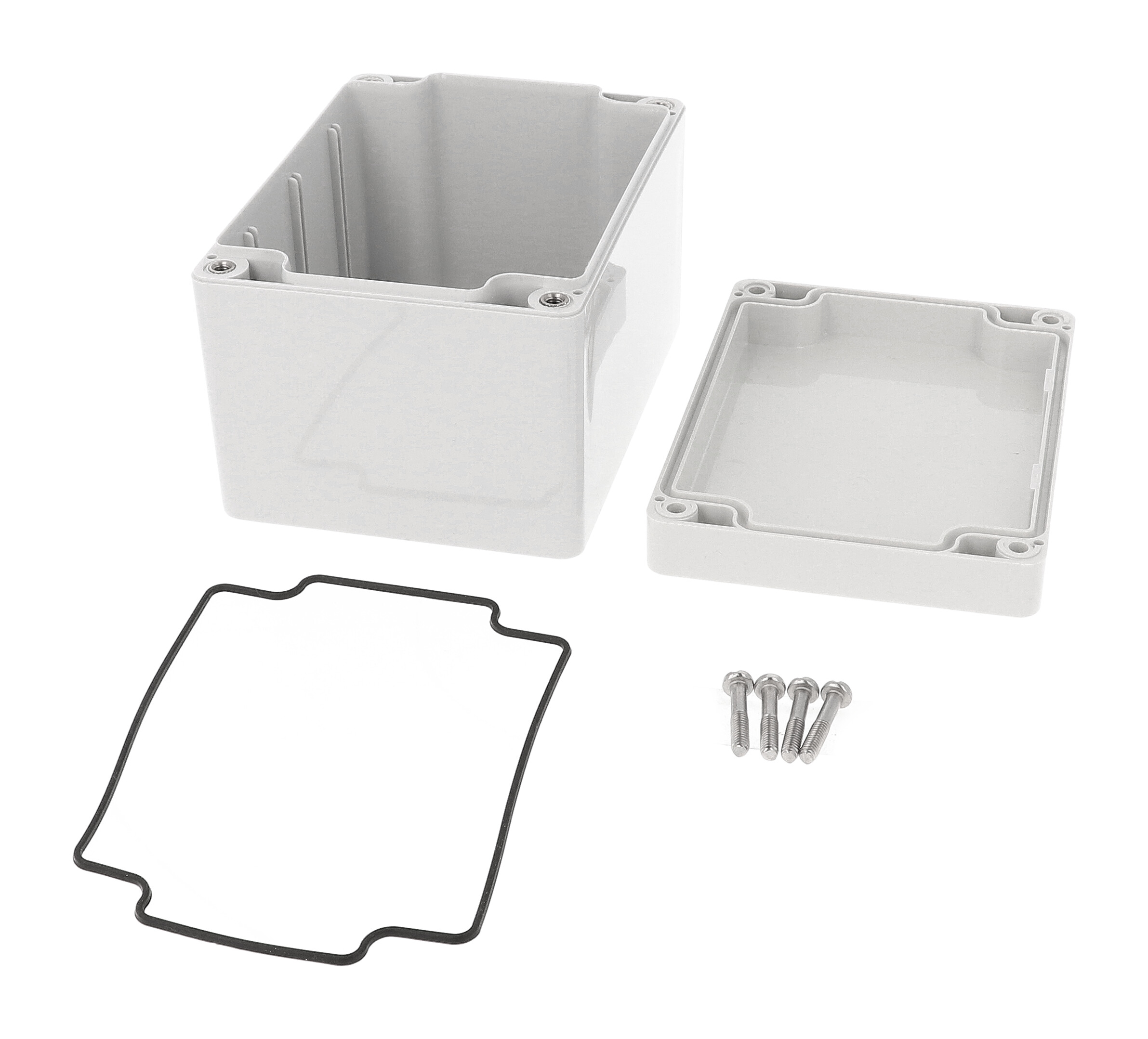 1554G2GY tall light gray polycarbonate watertight enclosure with gray lid