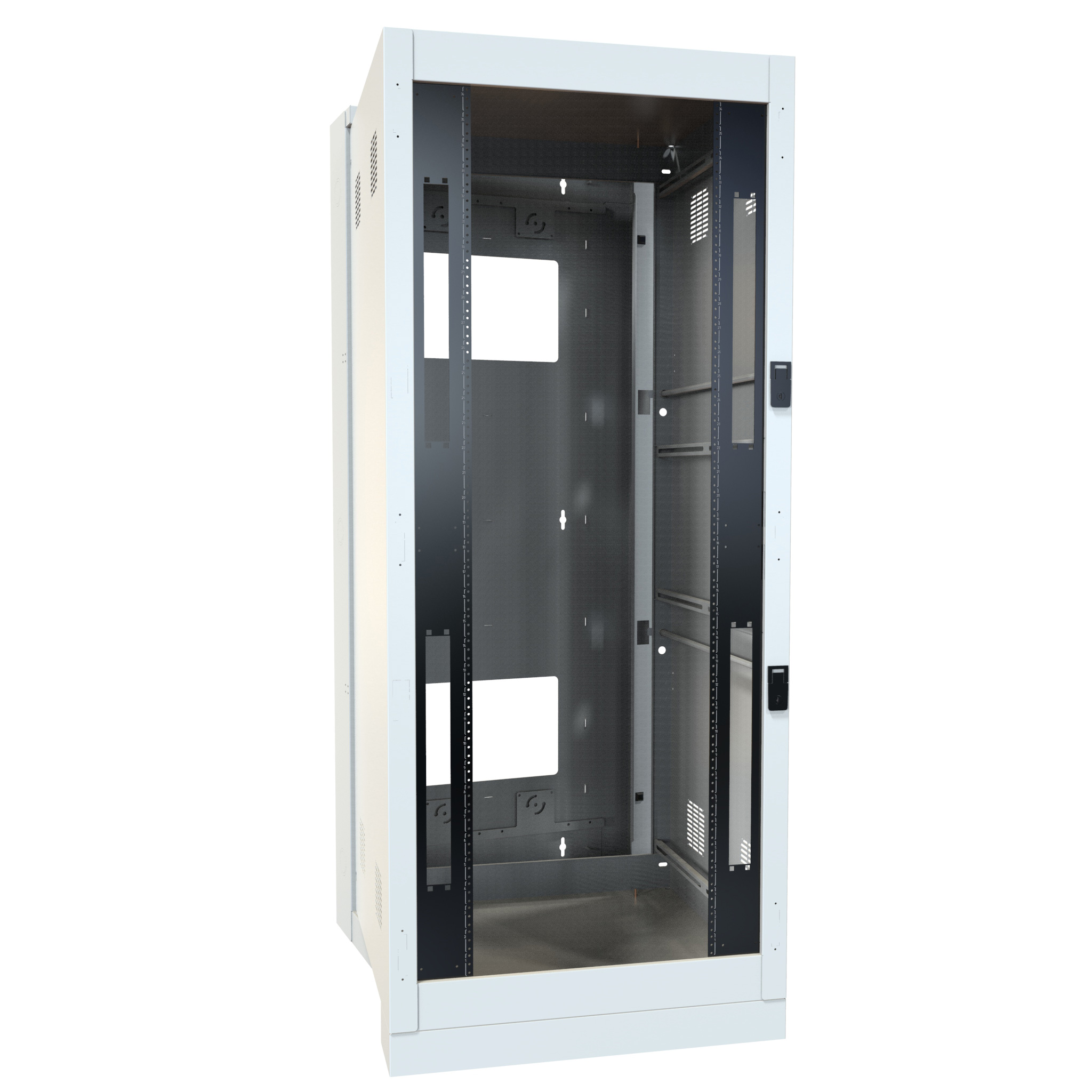 Hammond H1SRR42U30BK pair of 42U black 19-inch square hole rack panel rails with silkscreened U markings — view 4