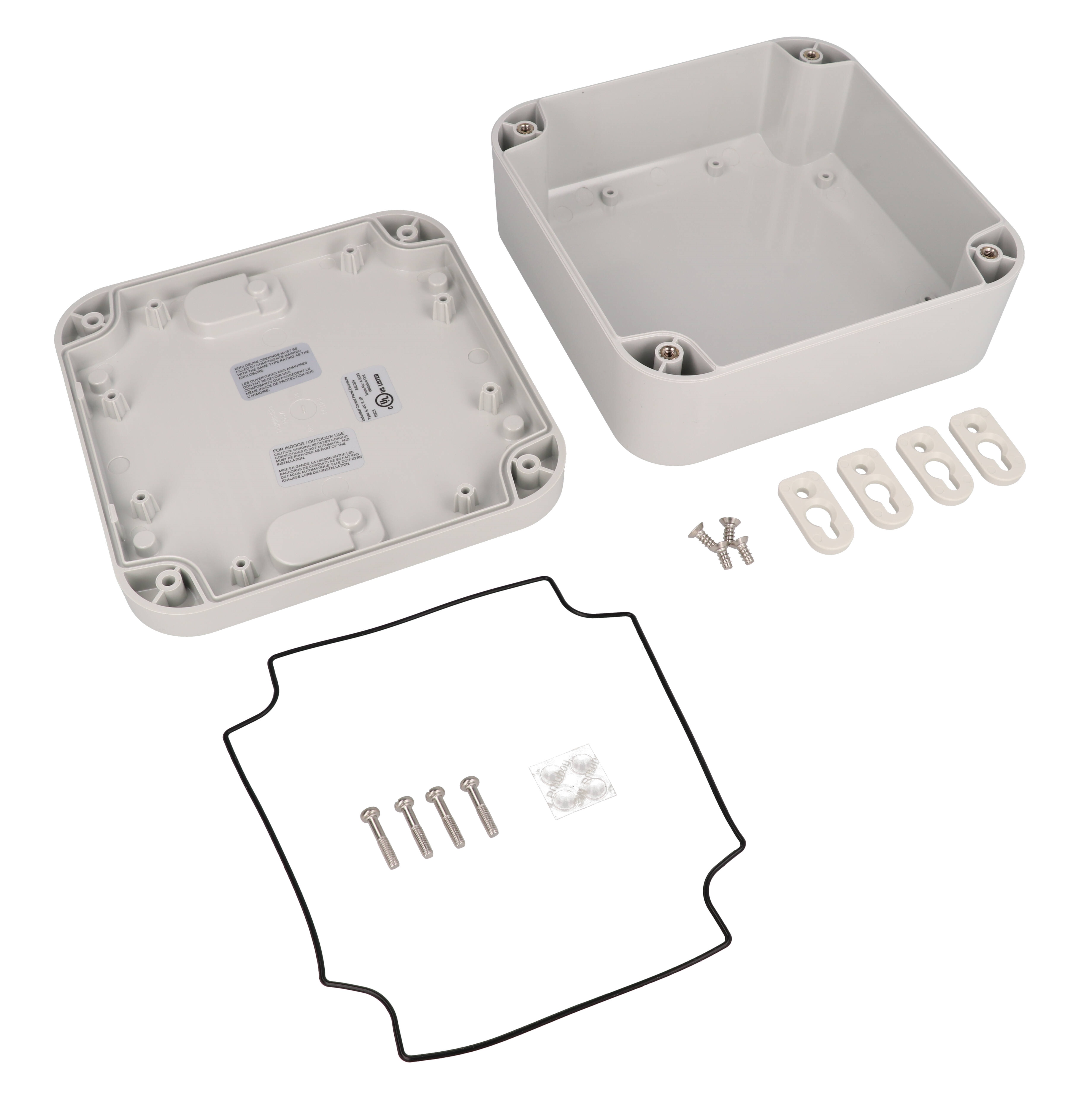 1557FA2GY light gray RAL7035 polycarbonate enclosure, 160 x 160 x 70 mm, with rounded corners