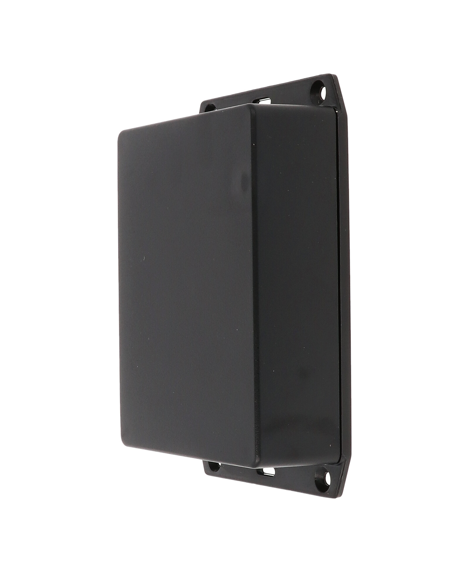 Hammond 1591XXGFLBK black ABS plastic enclosure with flanged lid, 1591XXG size, box and lid shown