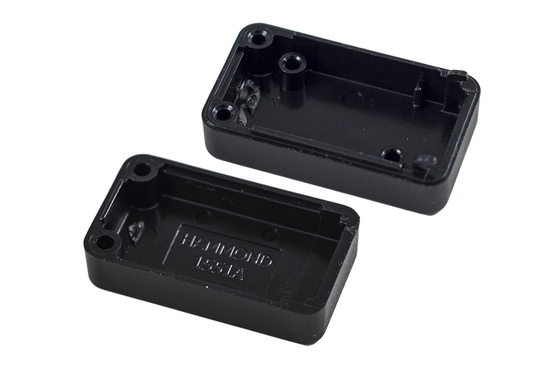 1551ABK black ABS subminiature enclosure, 35 x 20 x 15.5 mm, with lid