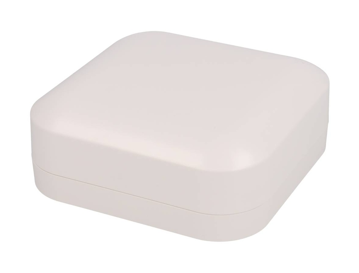 1556DWH white flame-retardant ABS 120 x 120 x 45 mm desktop and wall-mount enclosure with rounded corners