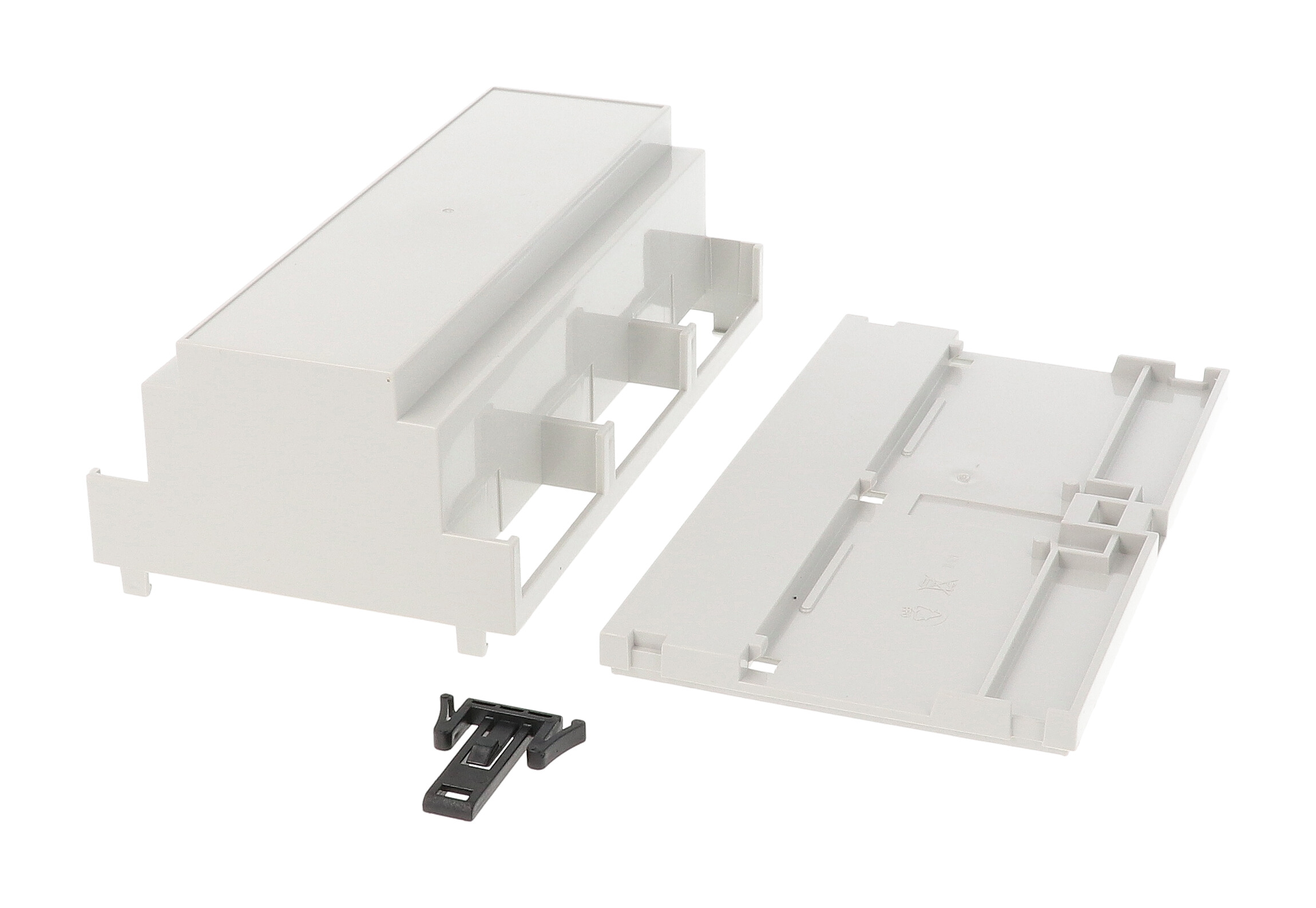 1597DIN9MDC53 light grey DIN 9 closed-top DIN rail enclosure with closed terminals