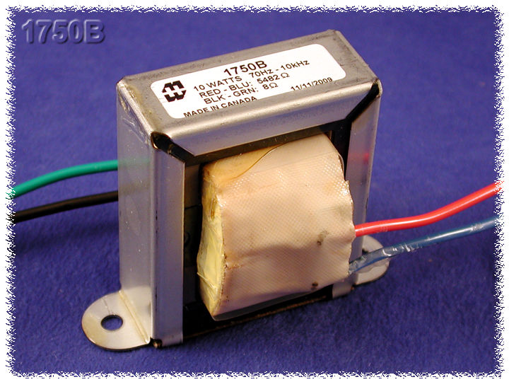 1750B — Output transformer, guitar amp, 5482 ohm pri., 8 ohm sec., 10W