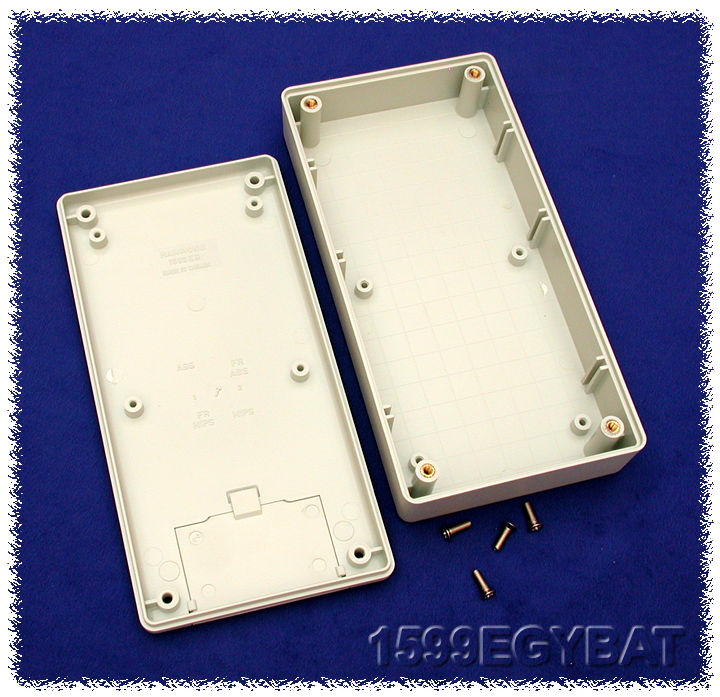 1599EGYBAT light grey flame retardant handheld enclosure with battery door