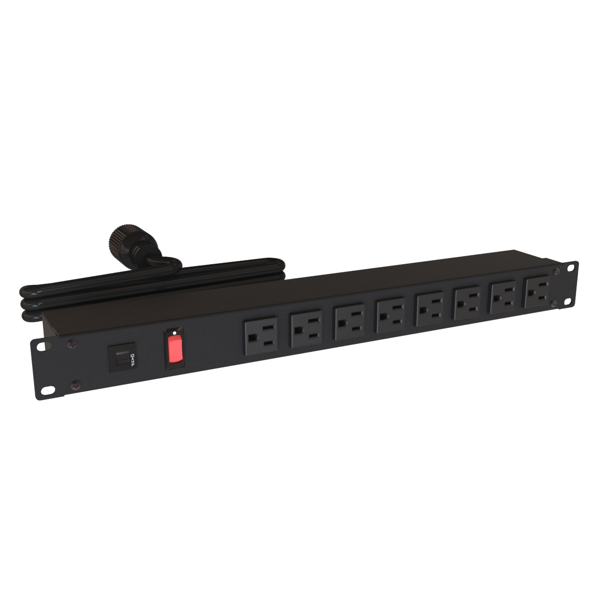 1582H8C1BK 15A 8 Outlet Strip w/ switch, 6 ft. cord - T Lock - Outlets Front -…