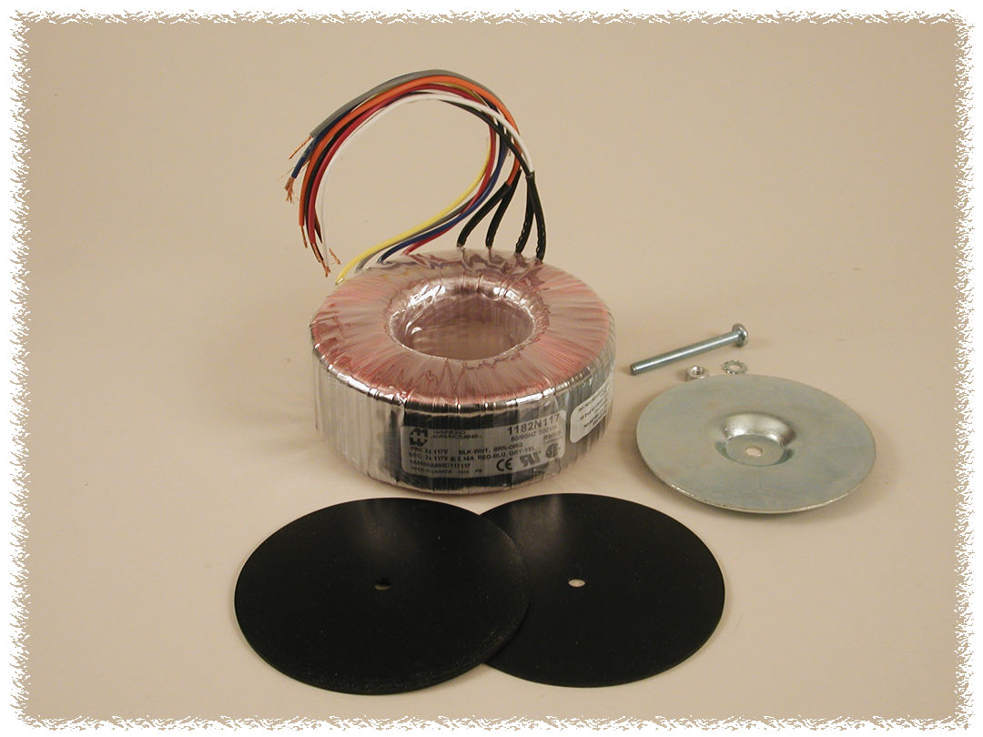 1182K117 160 VA toroid power transformer with dual 117 V secondaries and flexible colour-coded leads — view 3