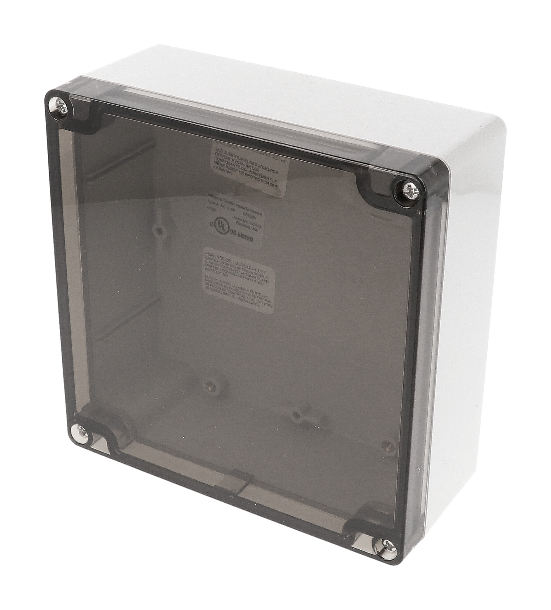 1554Q2GYSL — RAL7035 grey polycarb plastic watertight enclosure, smoked lid