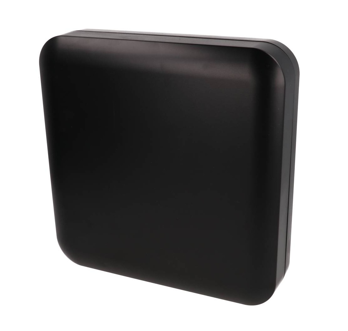 1556HBK black low-profile flame retardant ABS enclosure, 200 x 200 x 45 mm