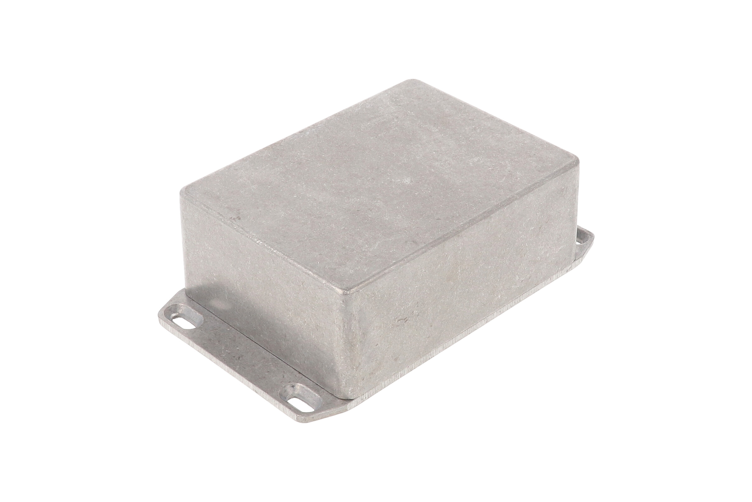 1590SFL natural aluminum diecast aluminum enclosure with wall-mounting flanged lid, 110 x 82 x 44 mm