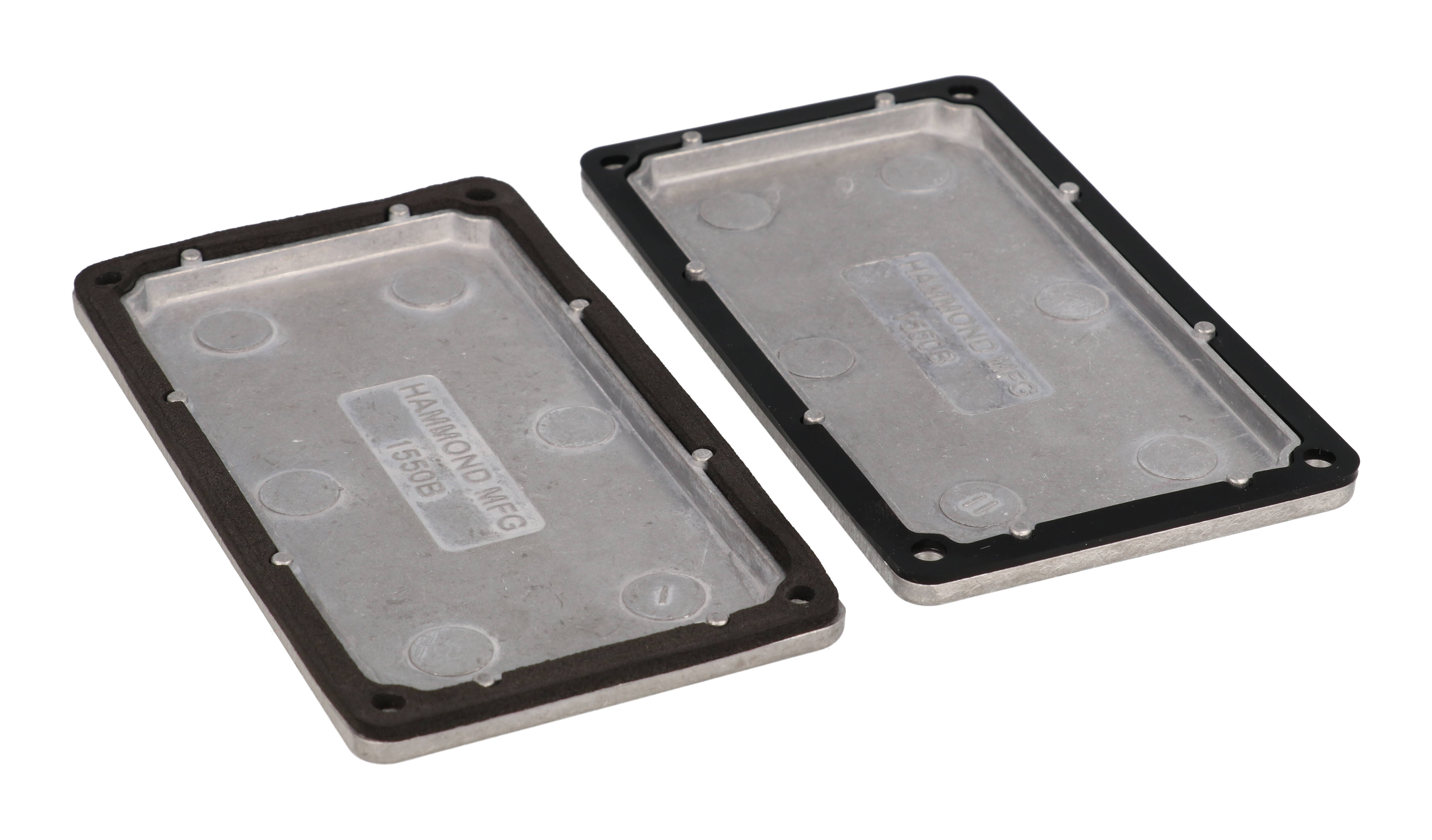1550WDBK black watertight diecast aluminum enclosure, 115 x 64 x 55 mm, with screw-down lid
