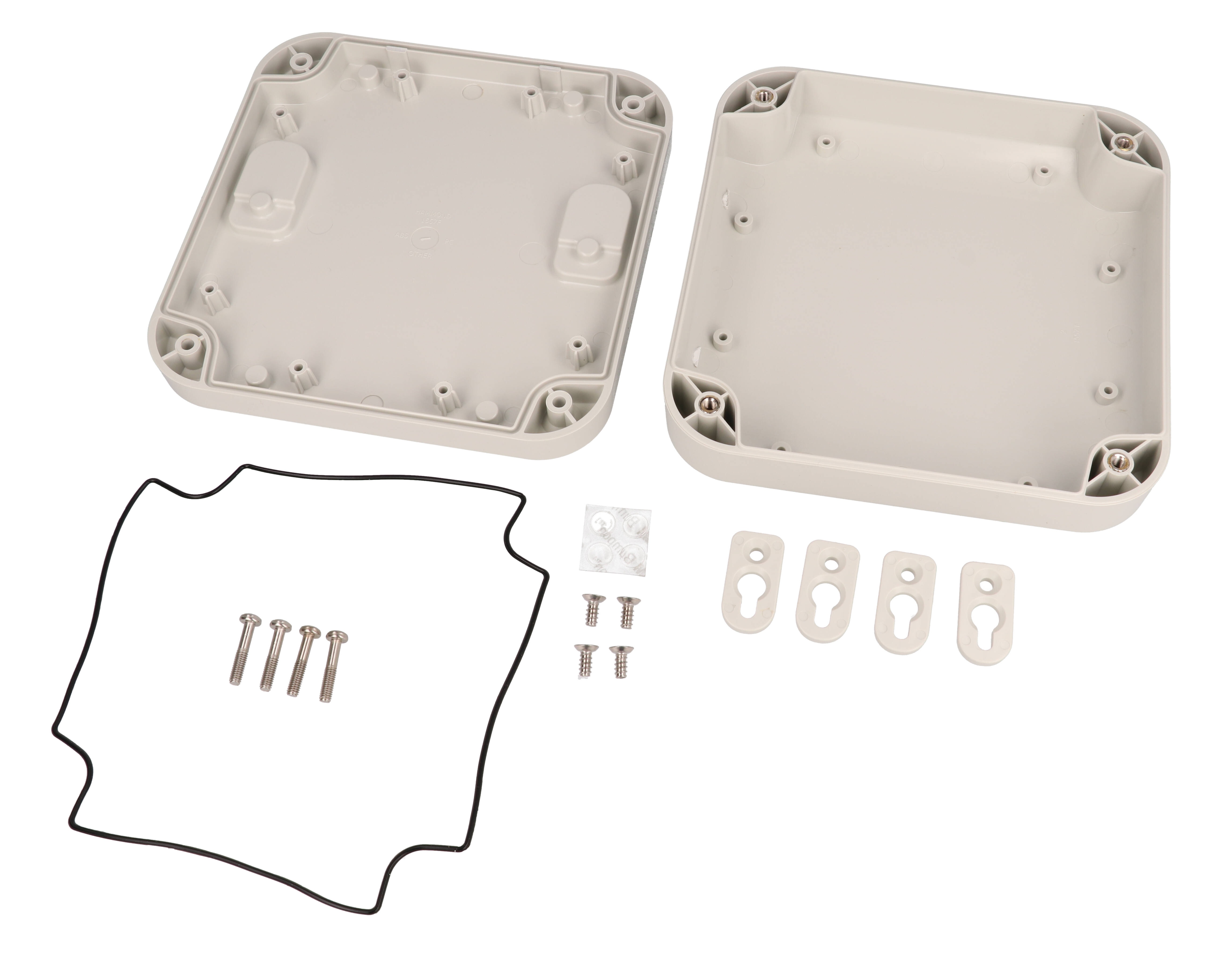 1557FGY light gray RAL7035 ABS watertight enclosure, 160 x 160 x 45 mm