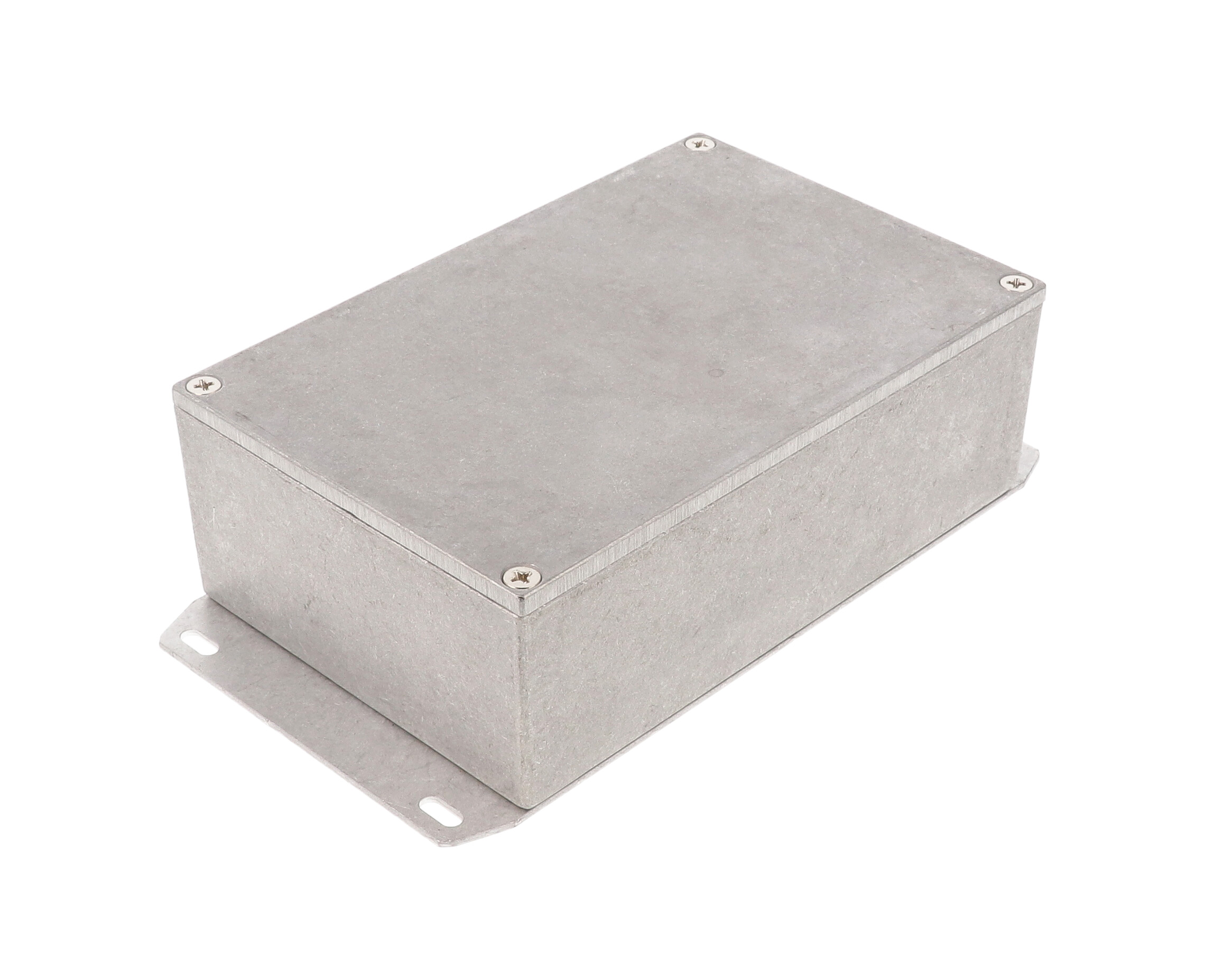 1590JF natural diecast aluminum enclosure with welded bottom flange, 145 x 95 x 49 mm