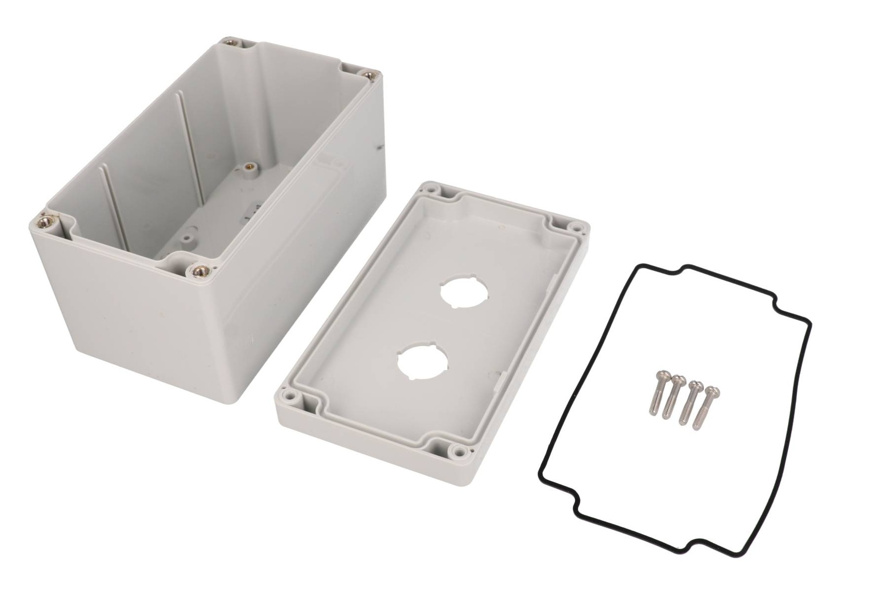 1554MPB2D deep light gray polycarbonate two-hole 22.5 mm pushbutton enclosure