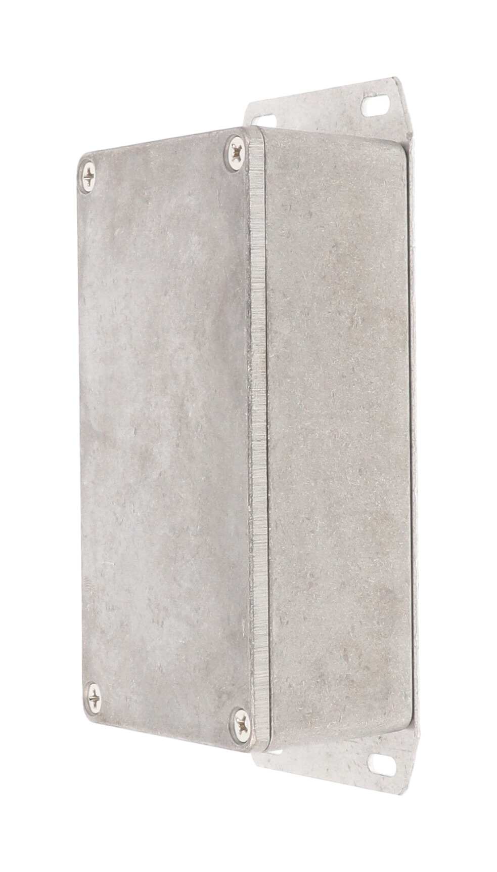 1590N1F natural diecast aluminum 121 x 66 x 40 mm enclosure with welded bottom mounting flange