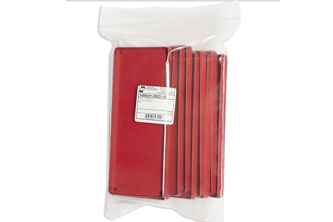 1455UPLRED-10 — red plastic solid bezel for 1455U enclosures- 10/pack