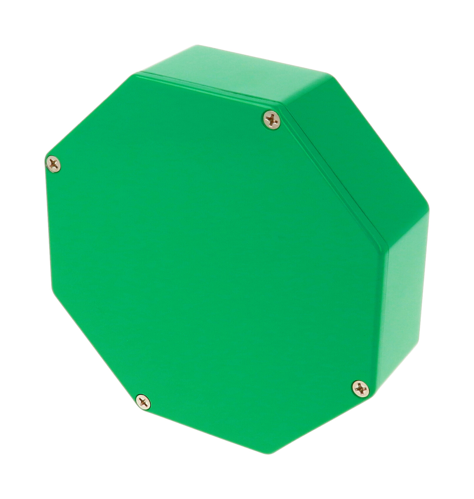 1590STPCGR green painted diecast aluminum octagon stomp box enclosure with lid and cover screws