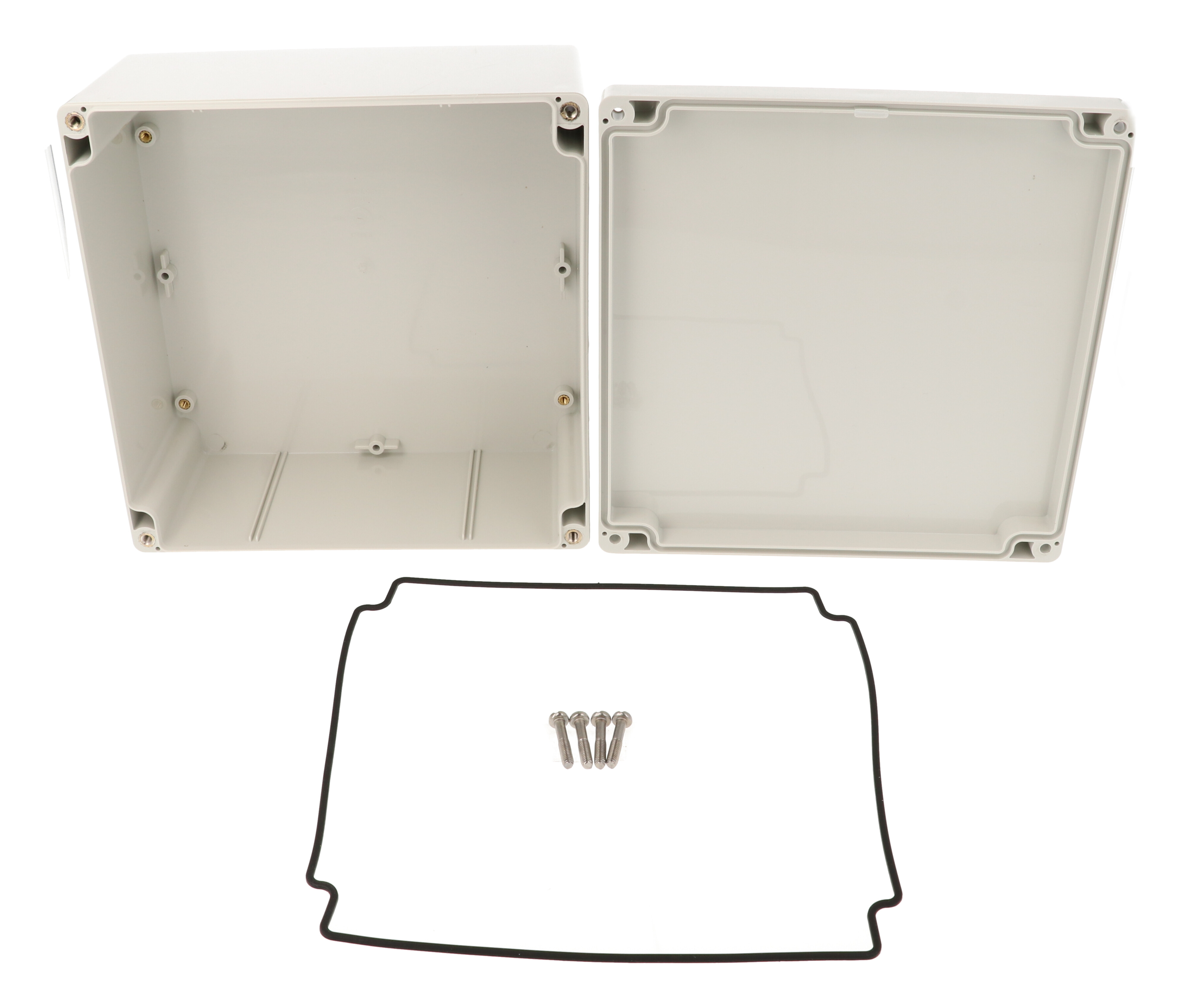 1554WAGY light gray ABS watertight enclosure, 180 x 180 x 90 mm, with screw cover lid