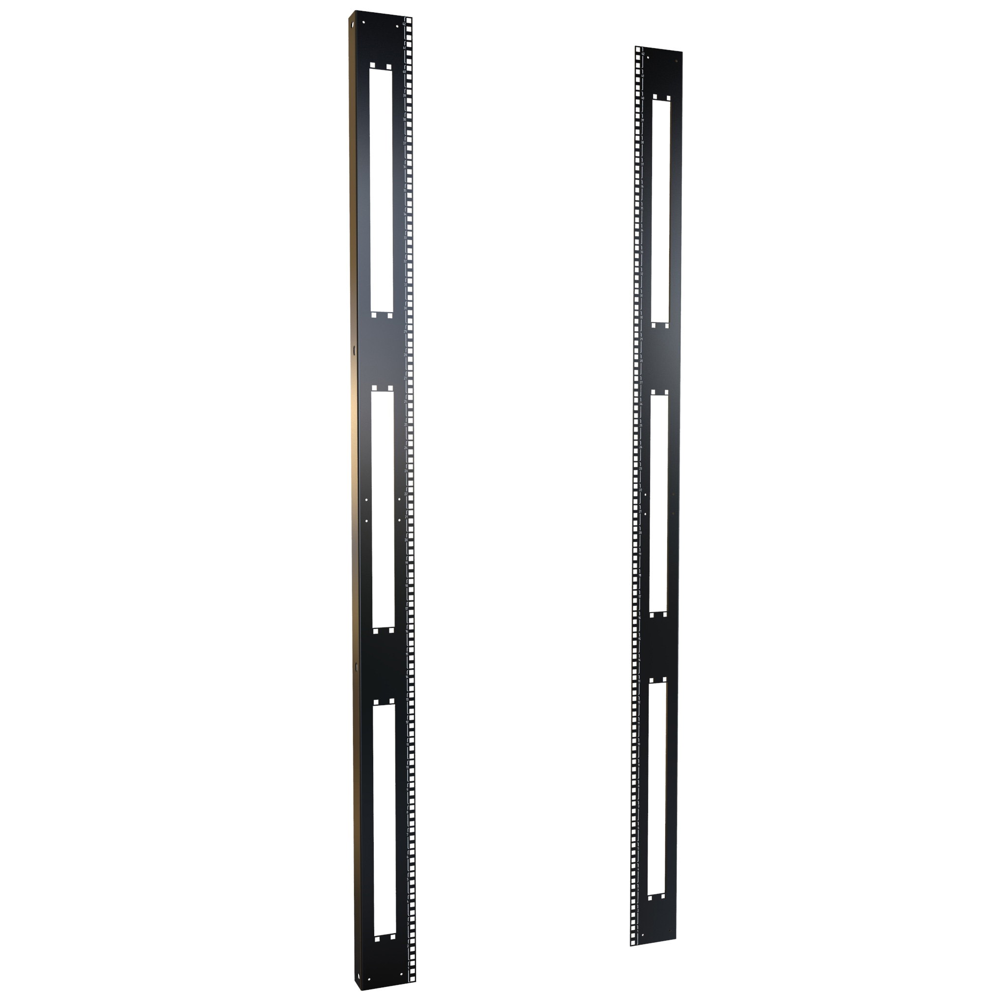 42U Square Hole 19-Inch Panel Rails, Pair