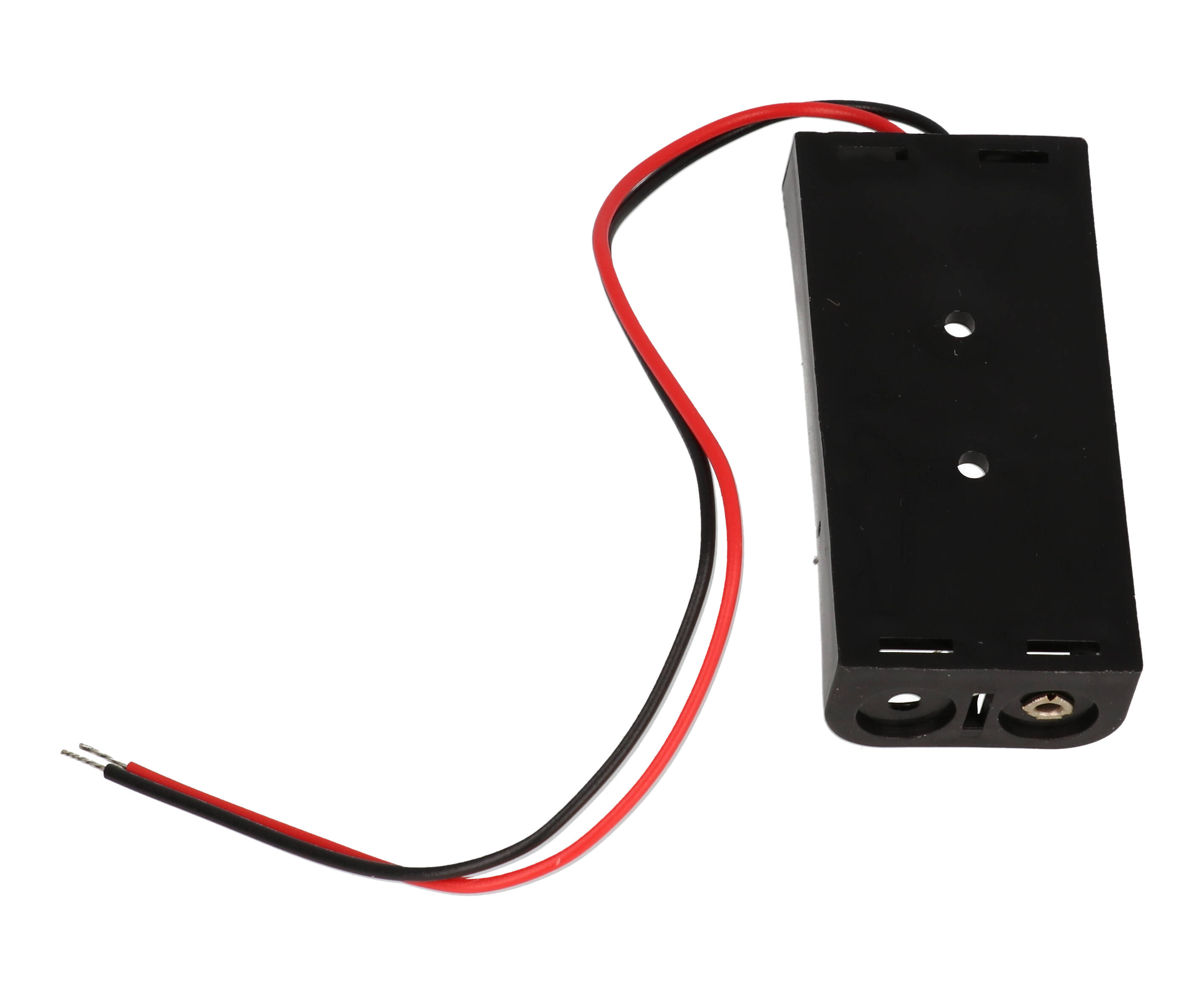 BH2AAAW black two-cell AAA battery holder with wire leads