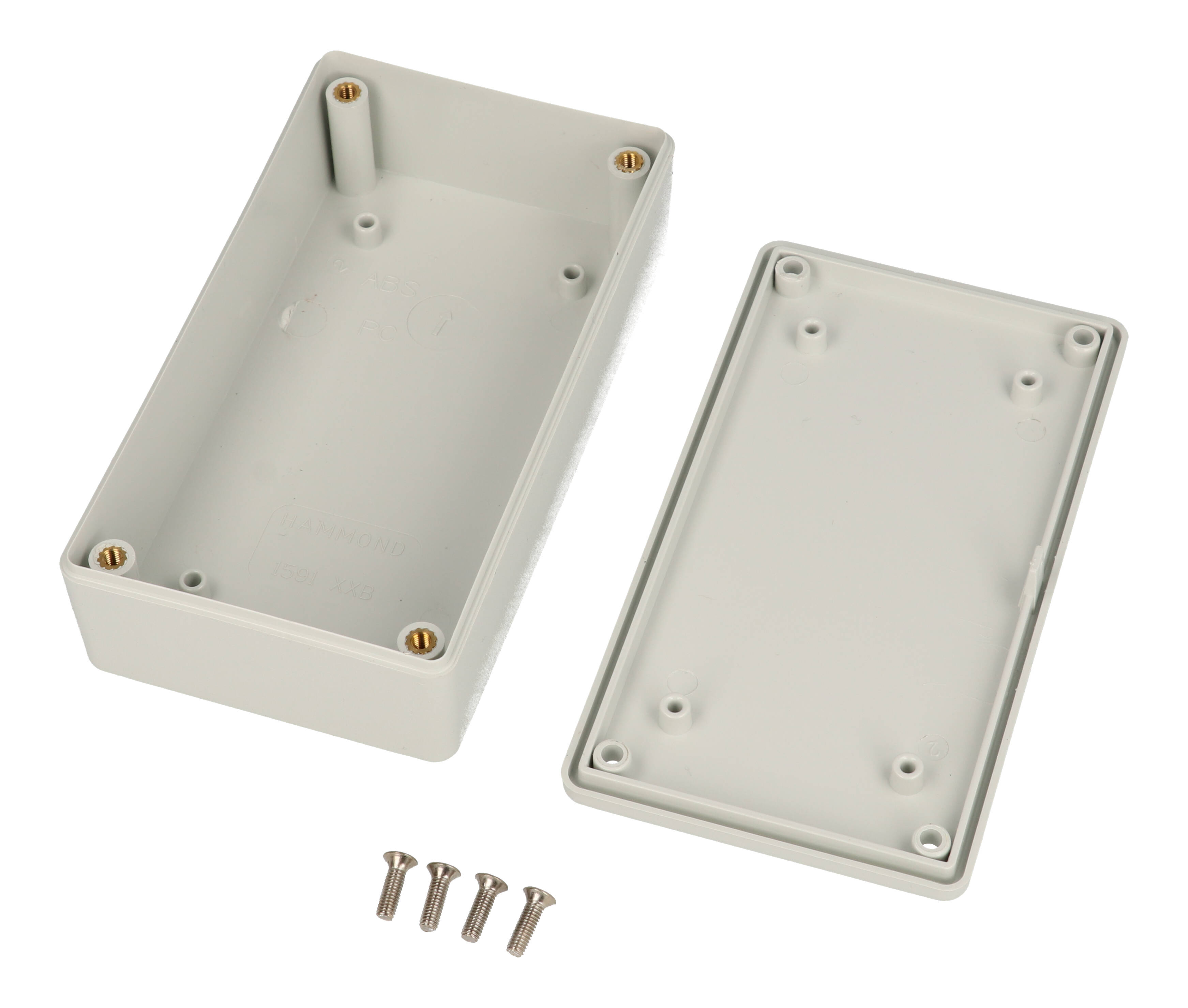 1591XXBGY light gray textured flame retardant ABS enclosure, 114 x 63 x 31 mm