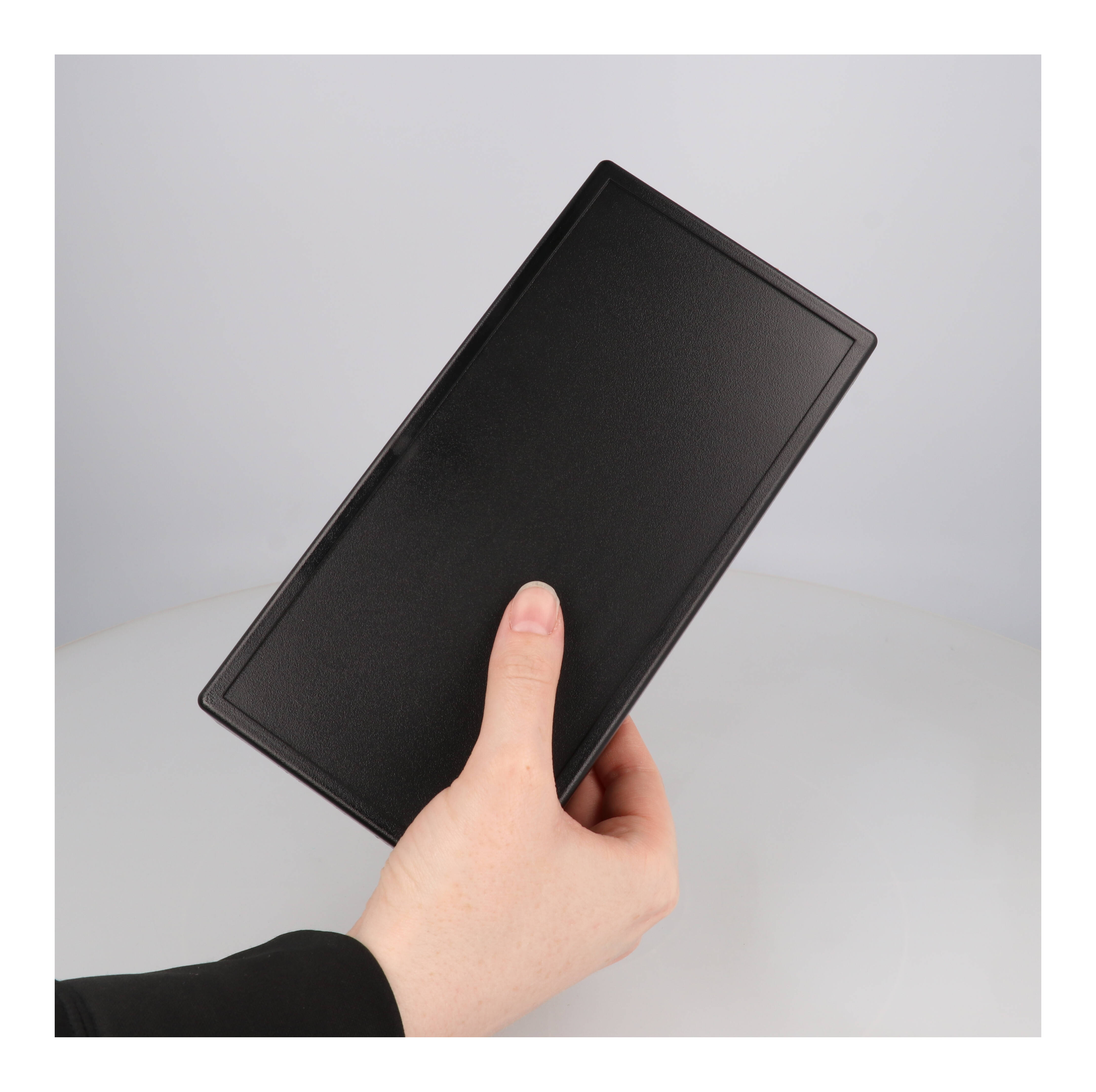 1599HBKBAT black flame retardant handheld enclosure with battery door, 220 x 110 mm