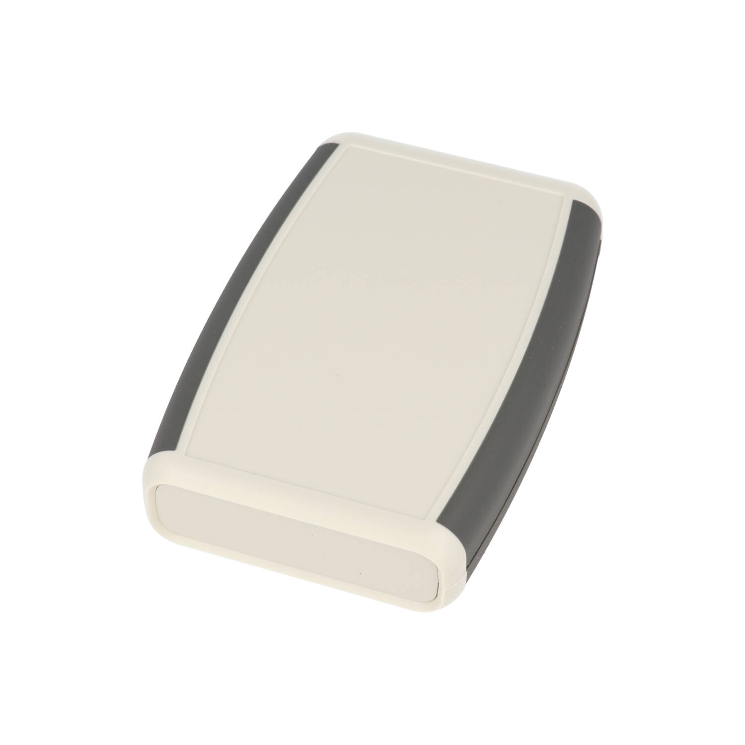 1553BGYBAT grey ABS handheld enclosure with grey overmold and battery door