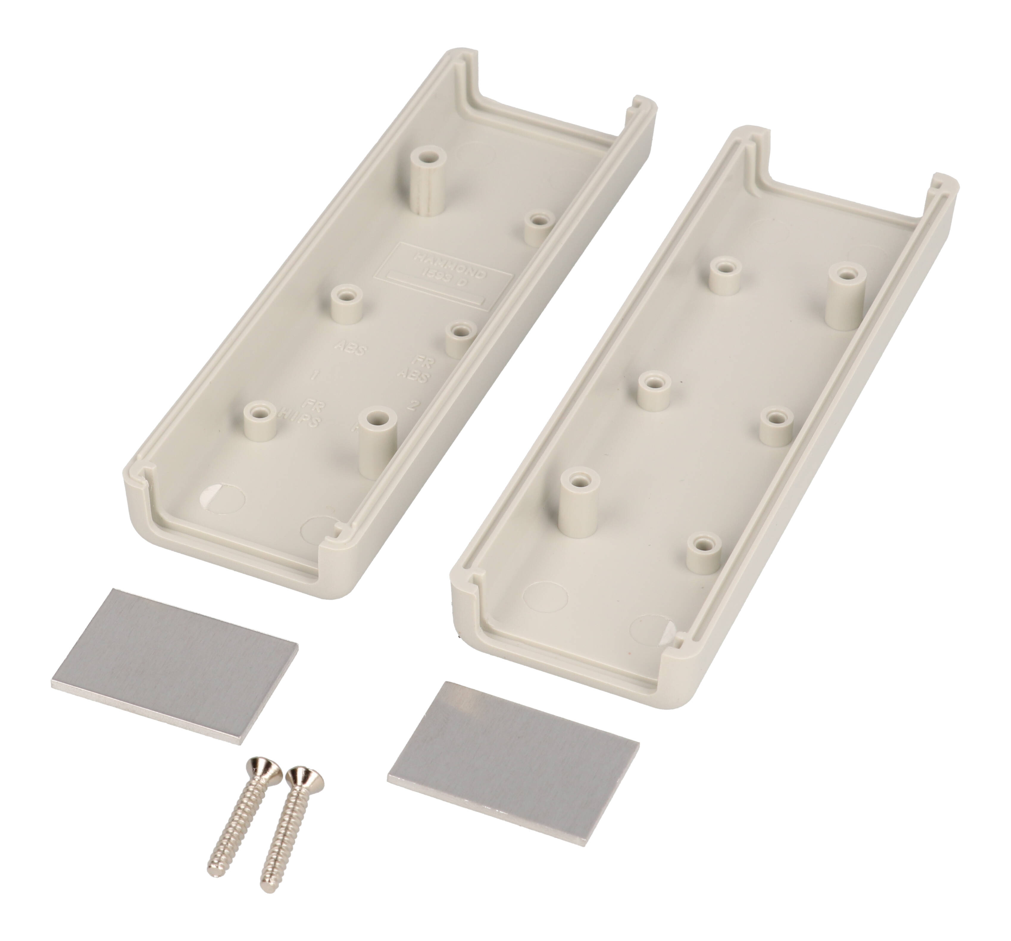 1593DALGY light gray ABS handheld enclosure with aluminum end panels
