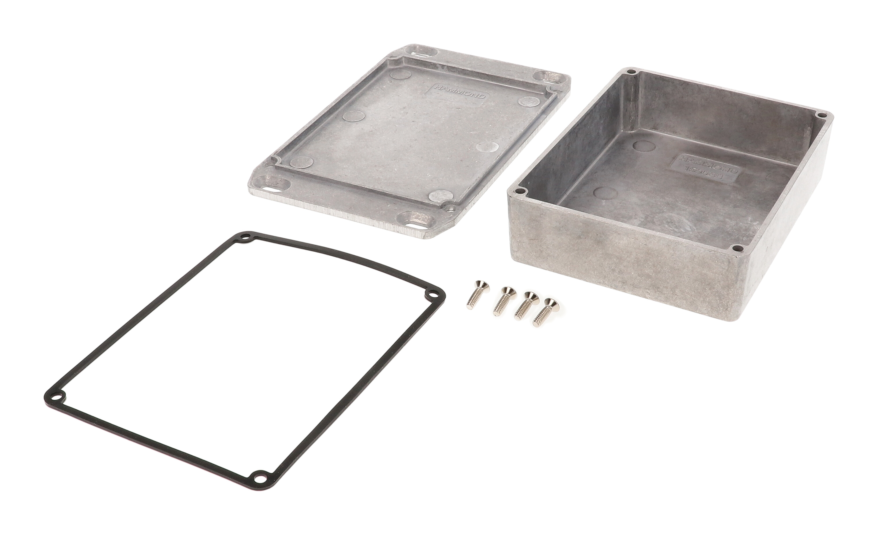 1590WBBFL natural aluminum water-tight diecast enclosure with flanged wall-mounting lid