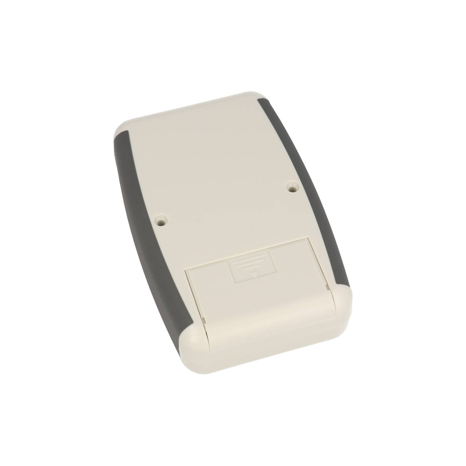 1553CGYBAT grey handheld enclosure with battery door and grey overmold