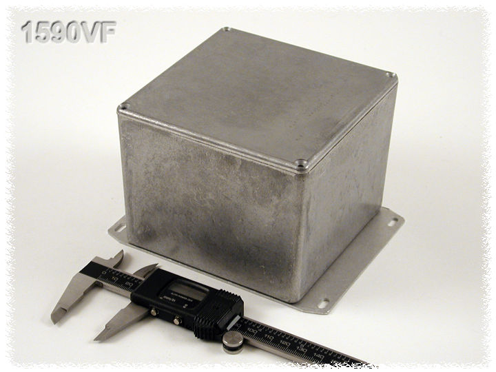 1590VF natural aluminum deep diecast aluminum enclosure with flanged bottom plate