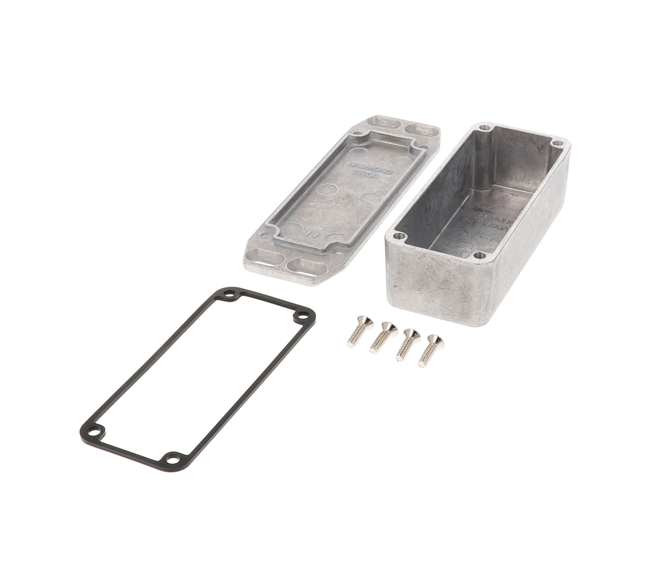 1590WAFL natural aluminum IP65 watertight diecast enclosure, 93 x 39 x 31 mm, wall-mounting flanged lid