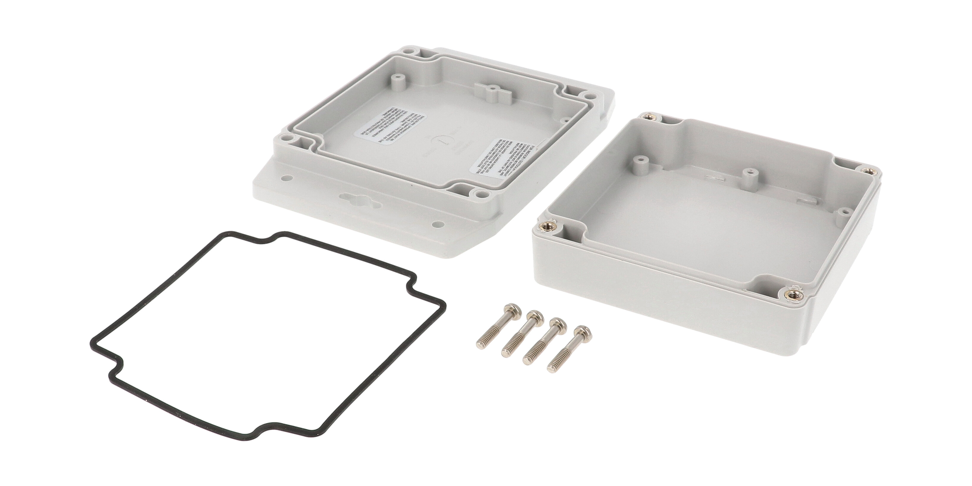 1555LF17GY compact square light grey ABS enclosure with mounting flanges