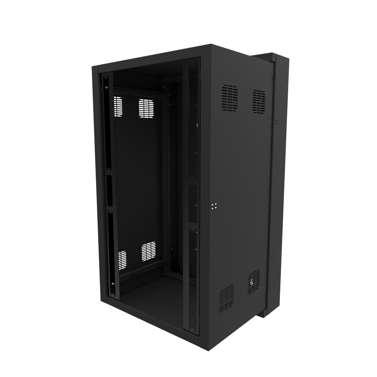 Hammond HWC2418U35BK 18U swing-out wall-mount rack cabinet in RAL9005 black, 24 in wide and 35 in deep, shown without door — view 17