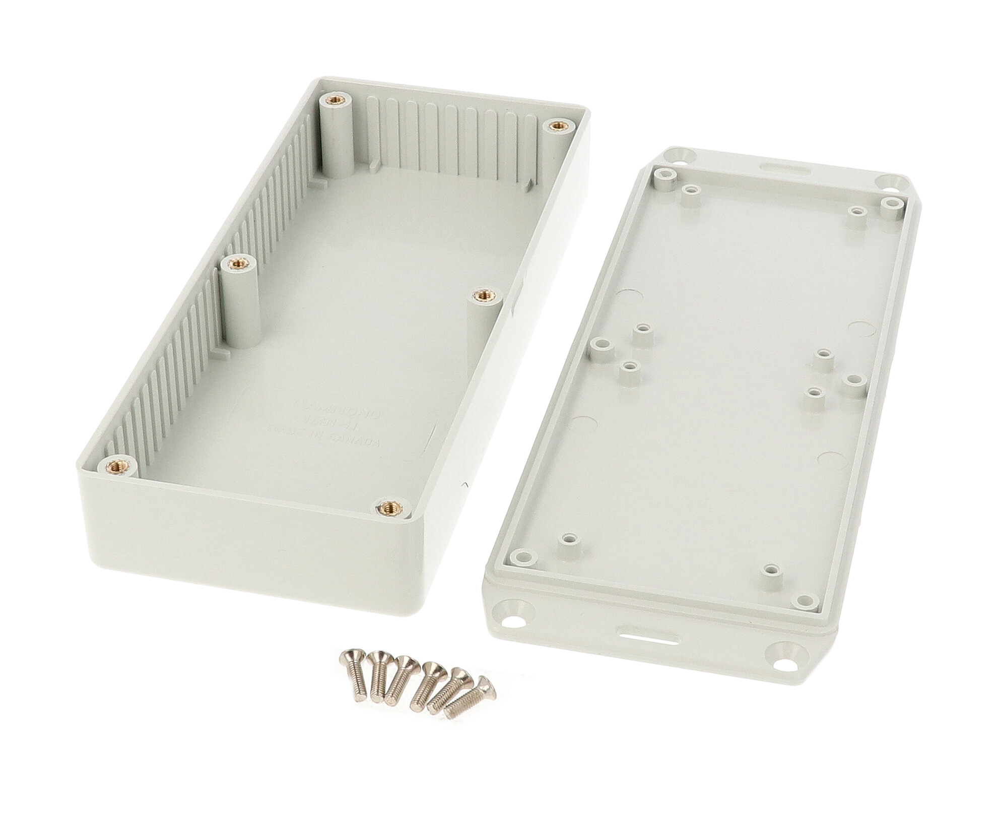 1591HFLGY light gray flame retardant ABS enclosure with flanged lid