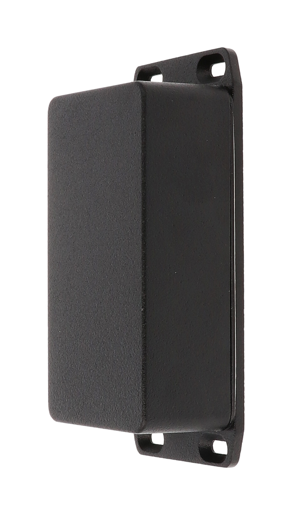 1590WB2FLBK black textured IP65 watertight diecast enclosure, 112 x 61 x 38 mm, wall-mounting flanged lid