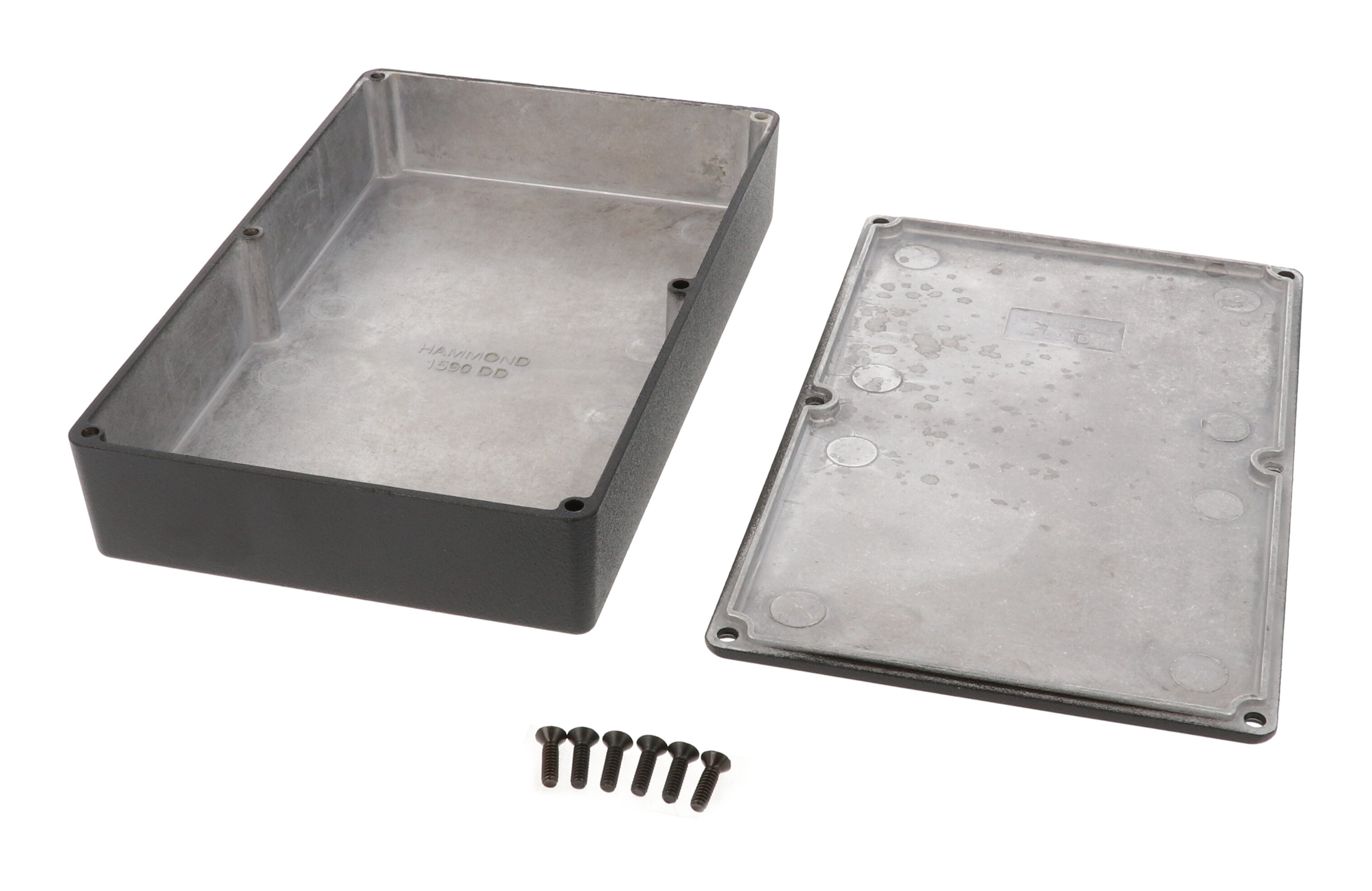 1590DDBK textured black diecast aluminum enclosure, 188 x 120 x 37 mm