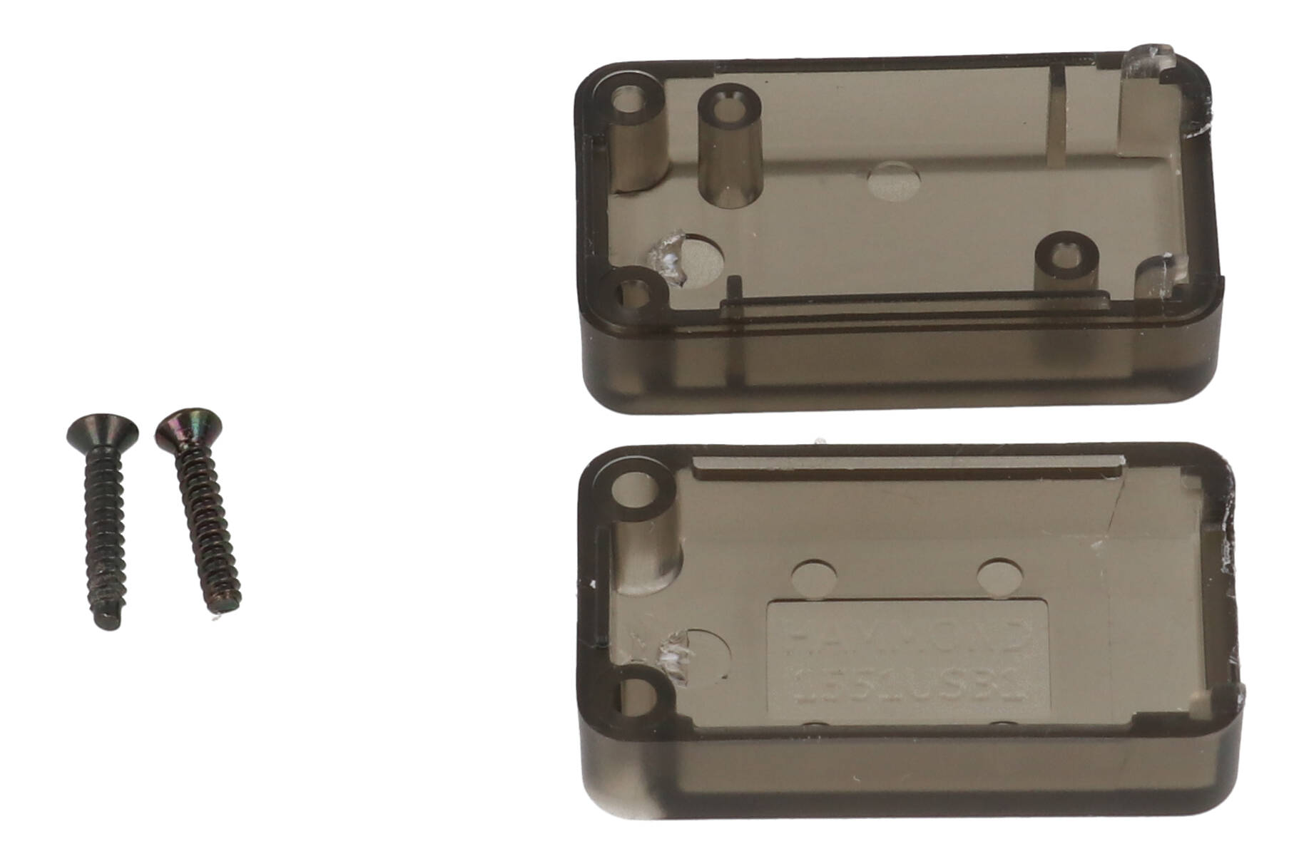 1551USB1TSK translucent smoke ABS plastic miniature USB enclosure, 35 x 20 mm, with USB-A opening and recessed lid