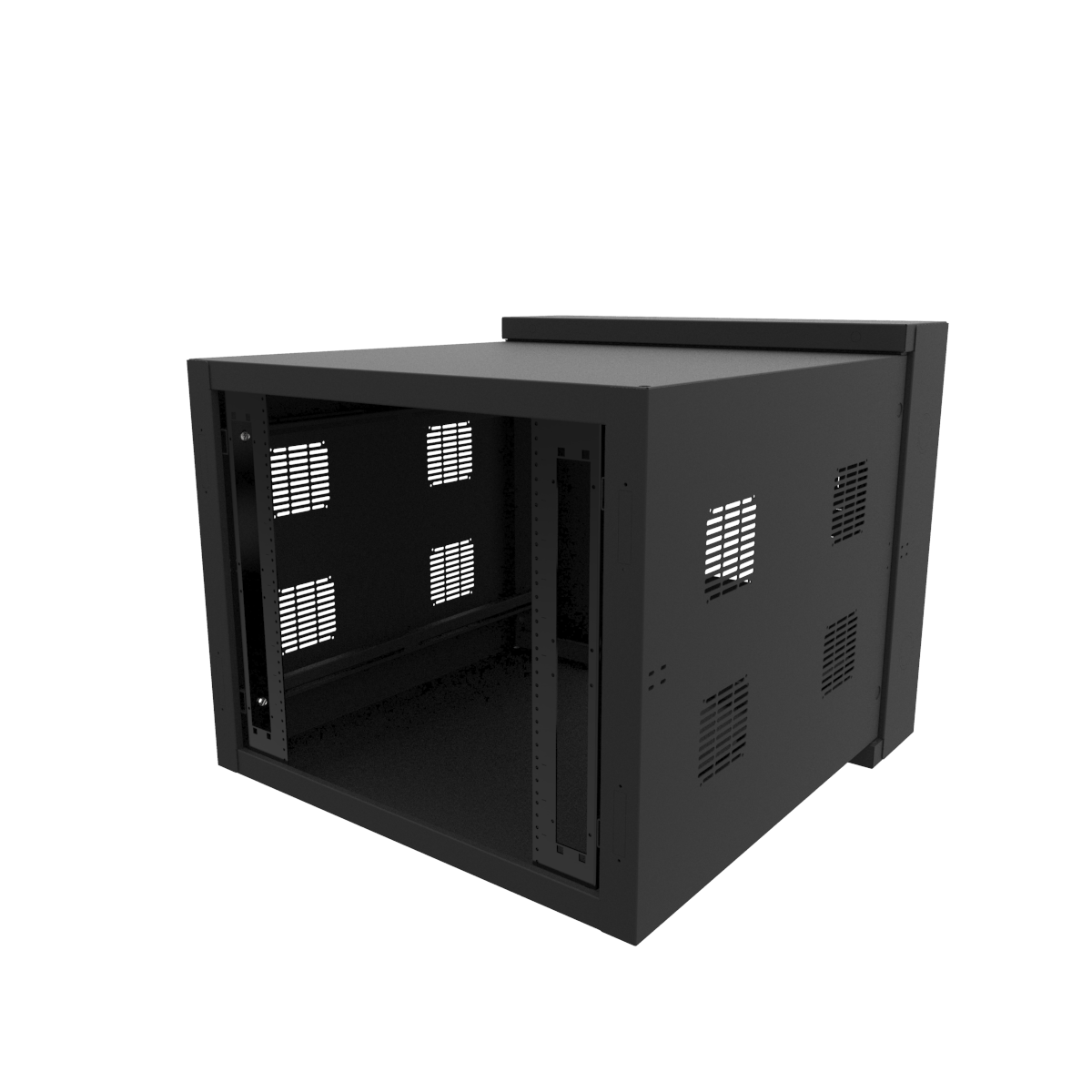 Hammond HWC2418U35BK 18U swing-out wall-mount rack cabinet in RAL9005 black, 24 in wide and 35 in deep, shown without door — view 15