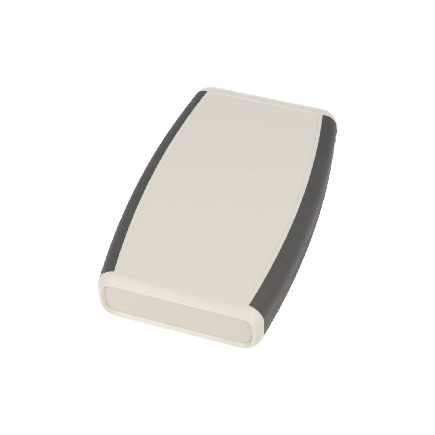 1553DGYBAT grey handheld enclosure with grey overmold and battery door