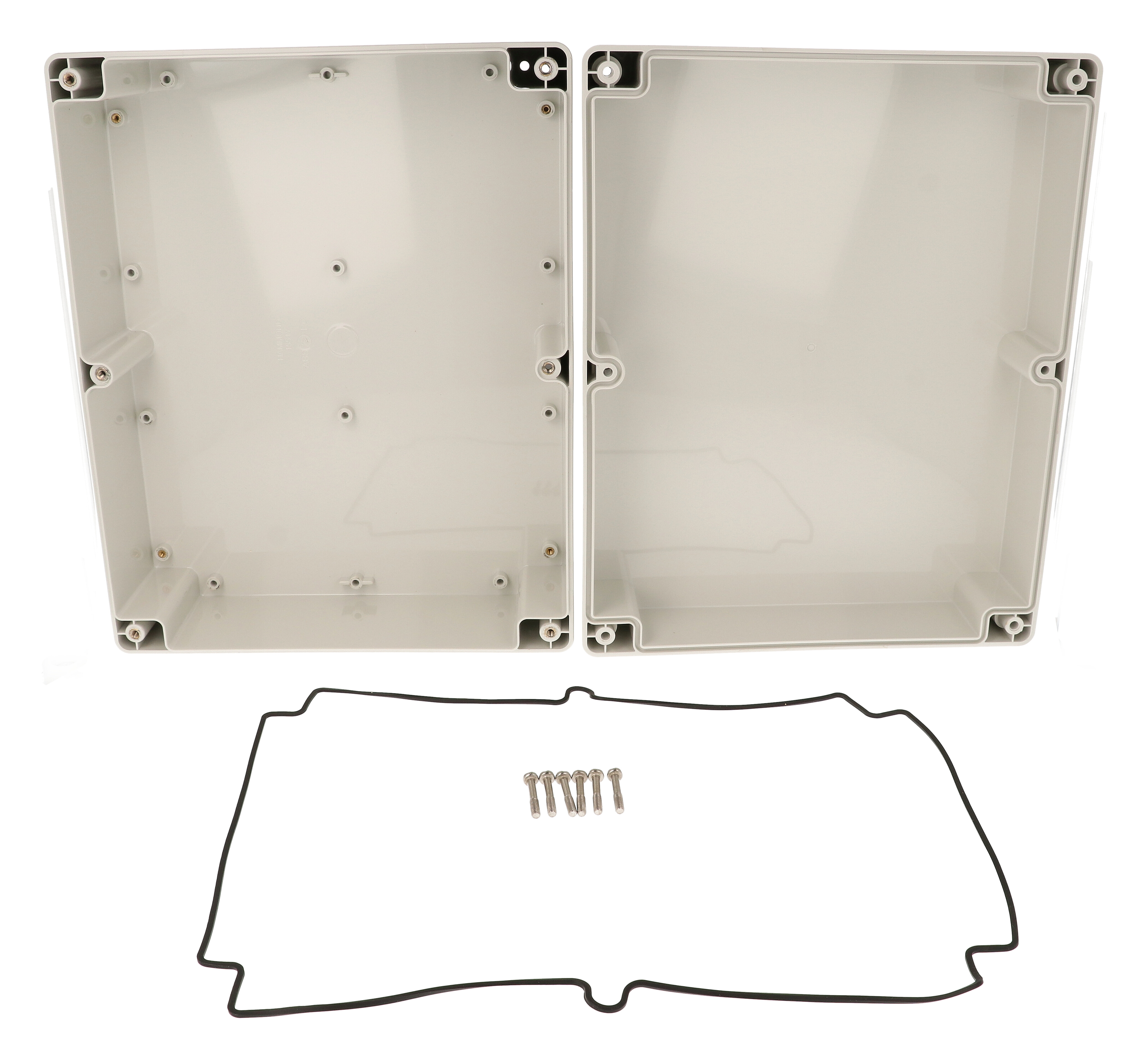 1554YAGY light gray ABS enclosure, 300 x 240 x 120 mm, with gasketed screw-cover lid
