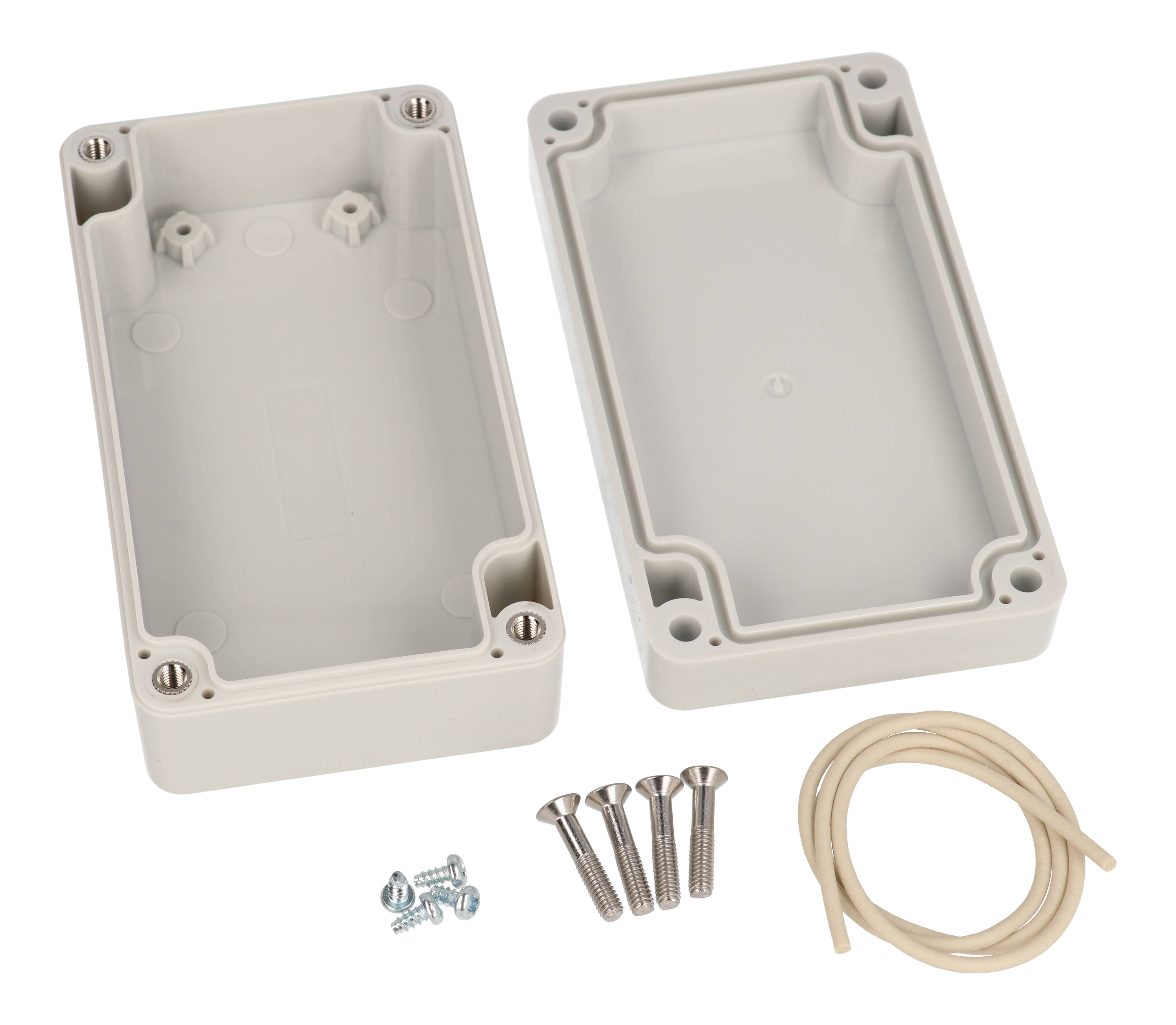 RZ0203 light gray polycarbonate water-tight enclosure, 115 x 65 x 40 mm