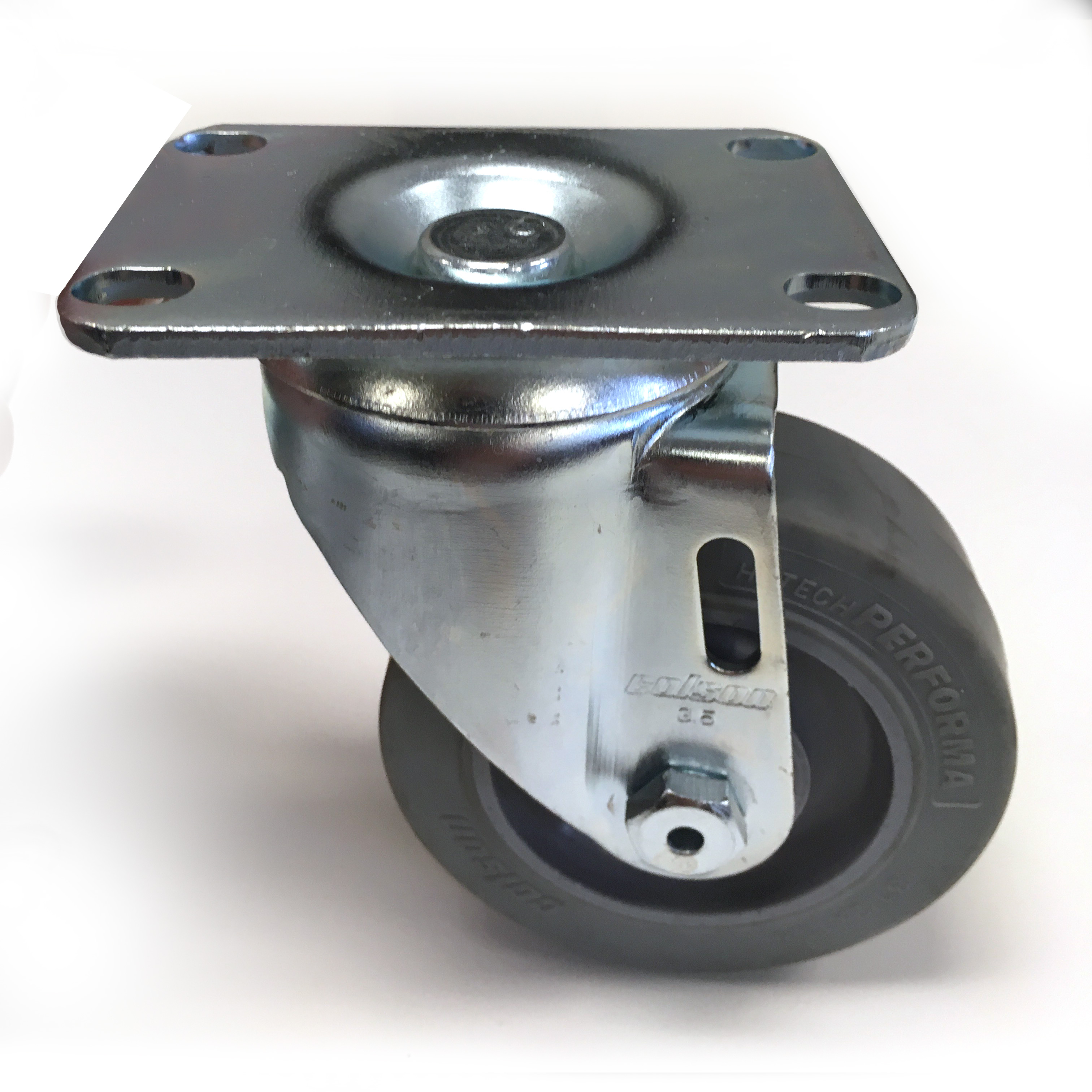 Hammond CCSTL low-profile locking swivel cabinet caster with 3.50 in grey composite wheel and black textured C2 mounting bracket