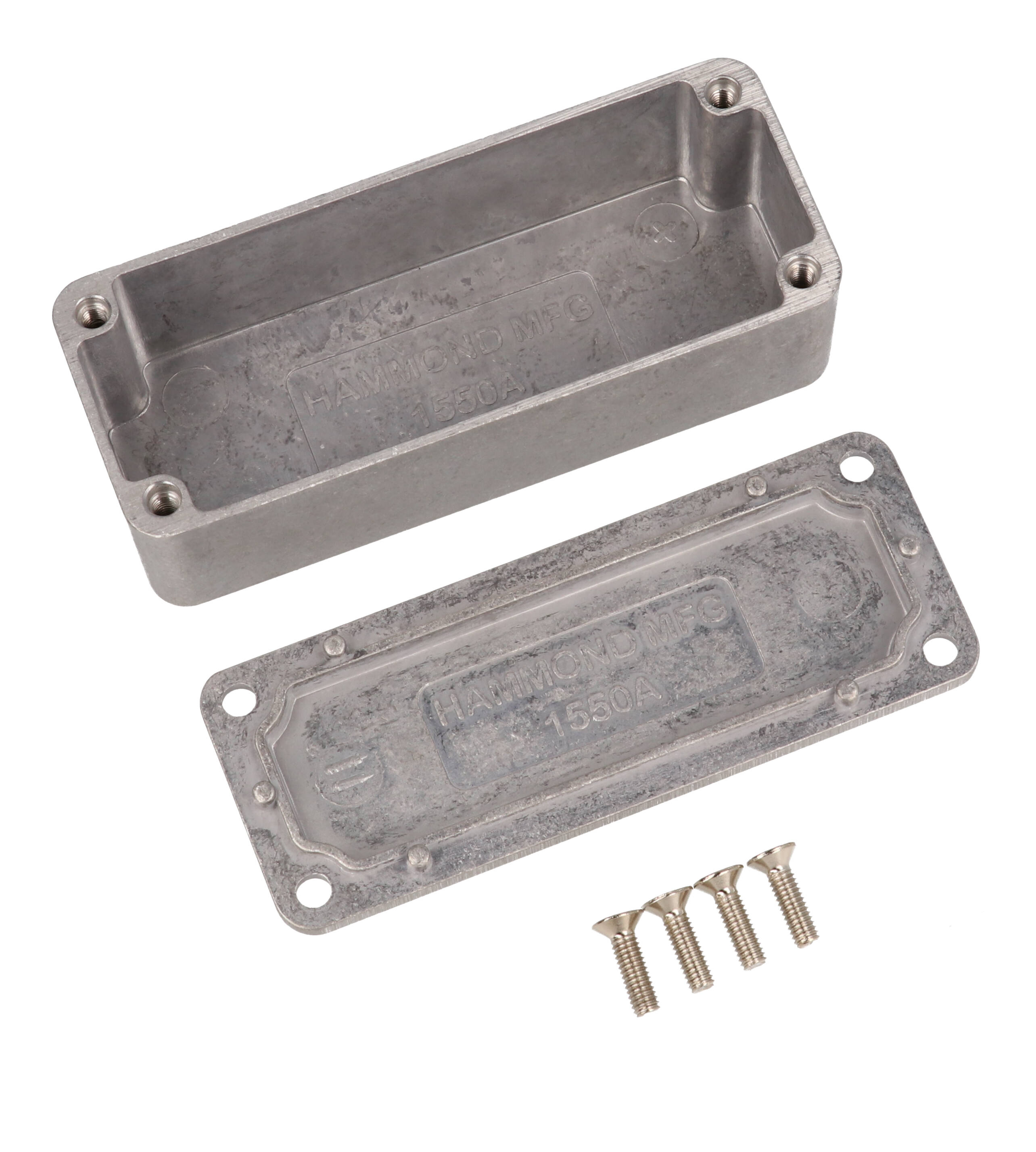 Hammond 1550A natural finish diecast aluminum enclosure with screw-down lid