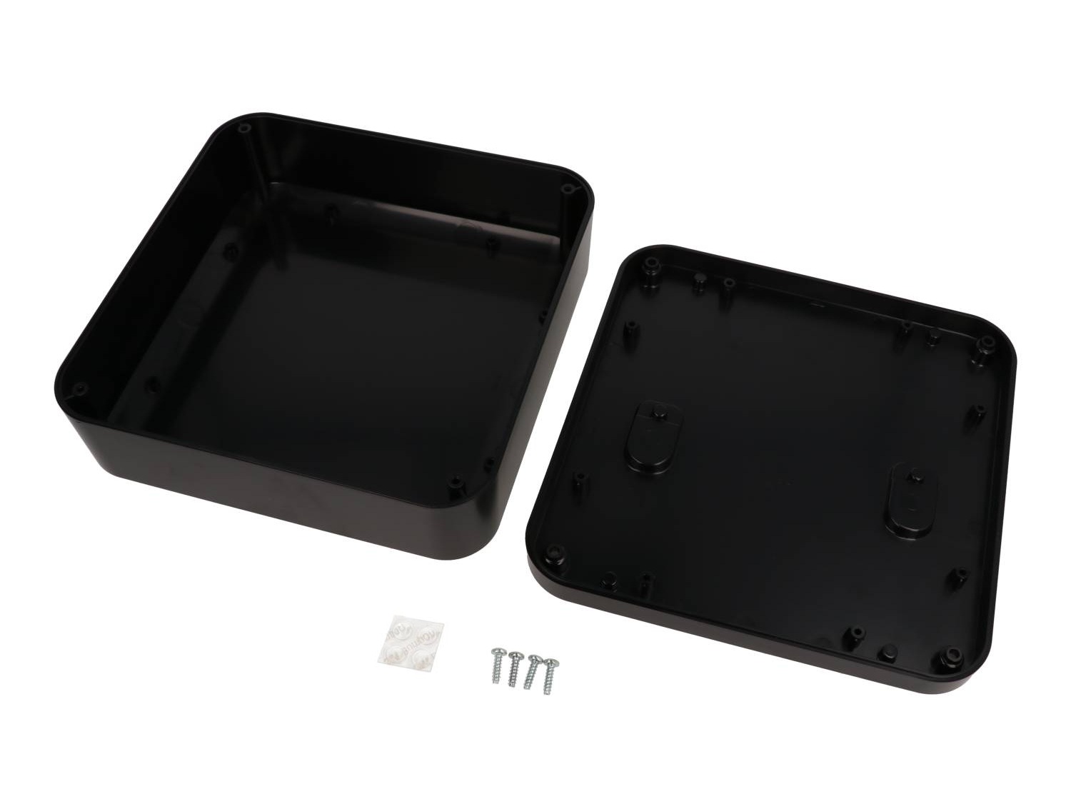 1556HABK black flame retardant ABS enclosure, 200 x 200 x 70 mm, desktop and wall mount